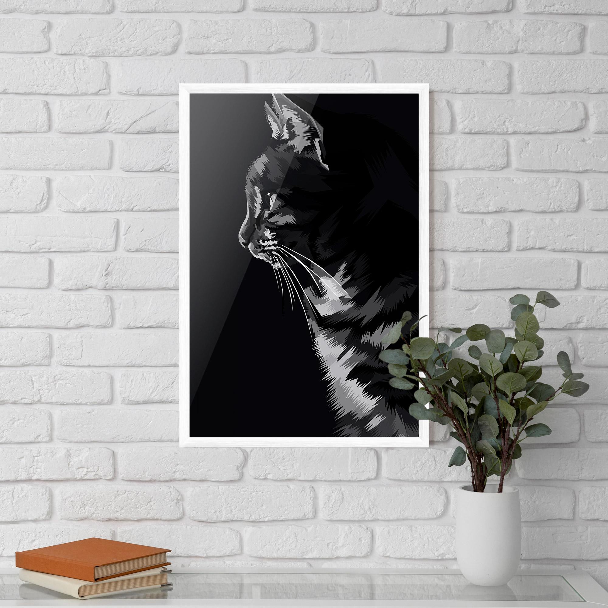 Gerahmte Poster Black Grey Cat mockup 5