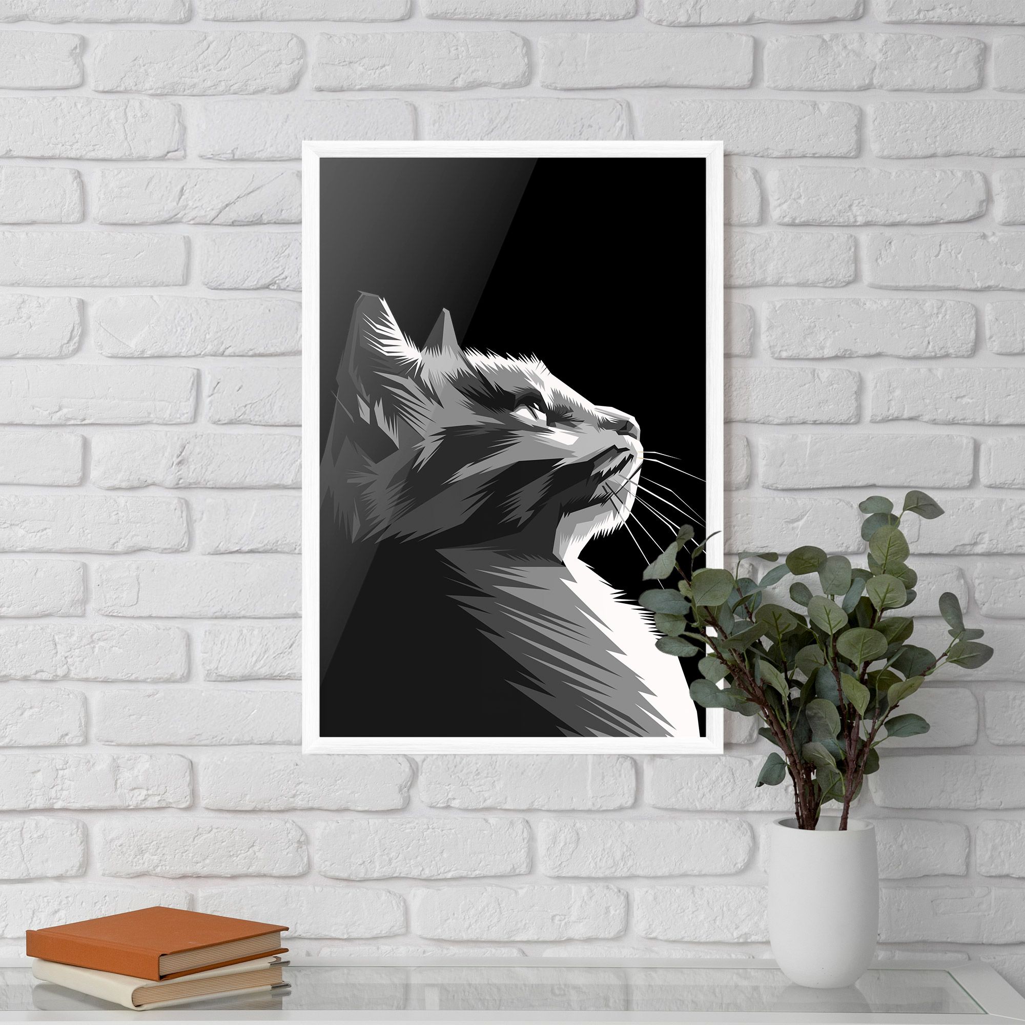 Grey Cat On Black mockup 5