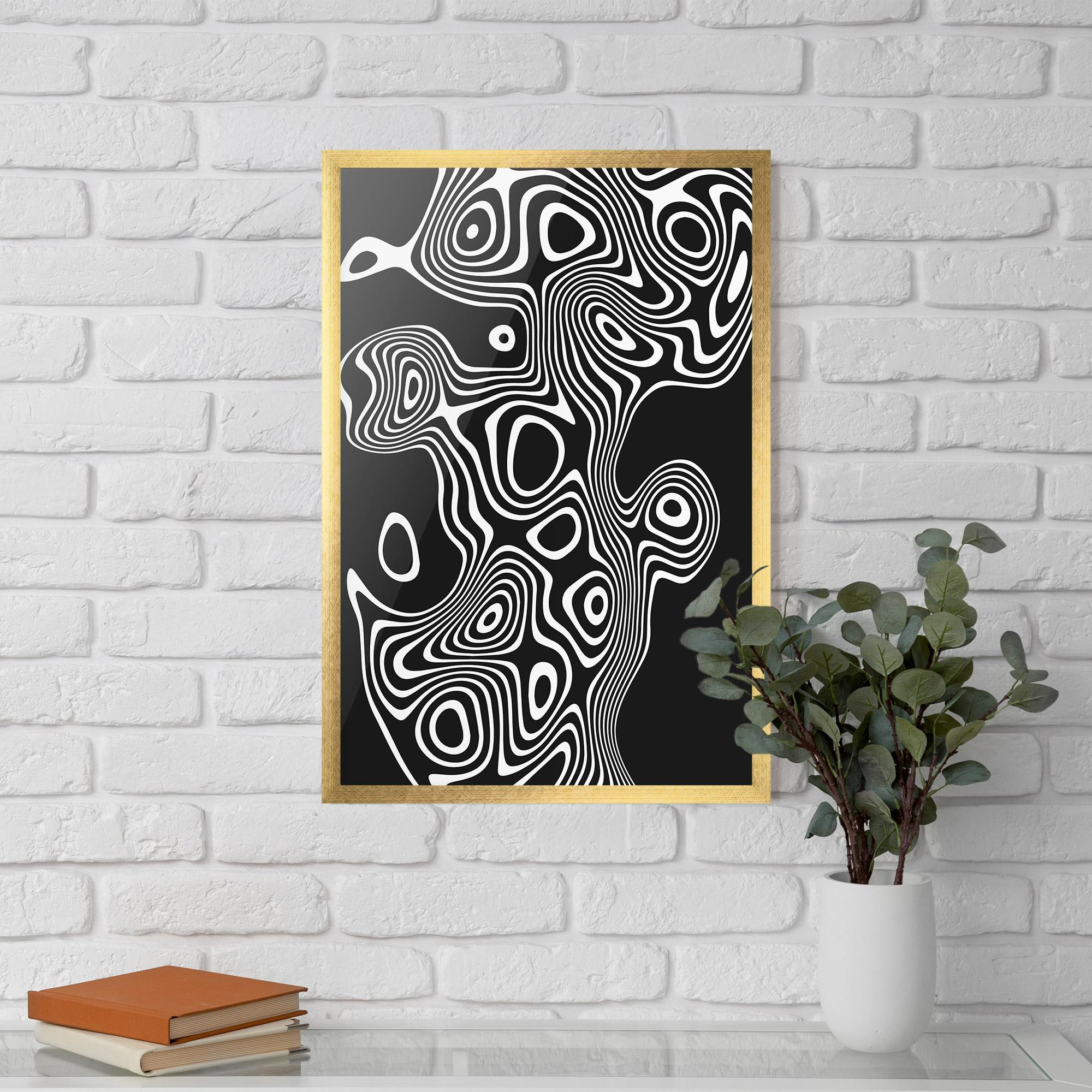 Gerahmte Poster Abstract Grey Black Line mockup 5