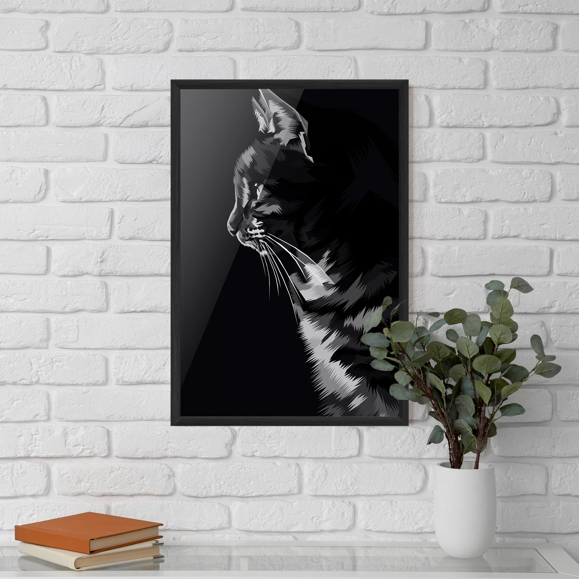 Gerahmte Poster Black Grey Cat mockup 5