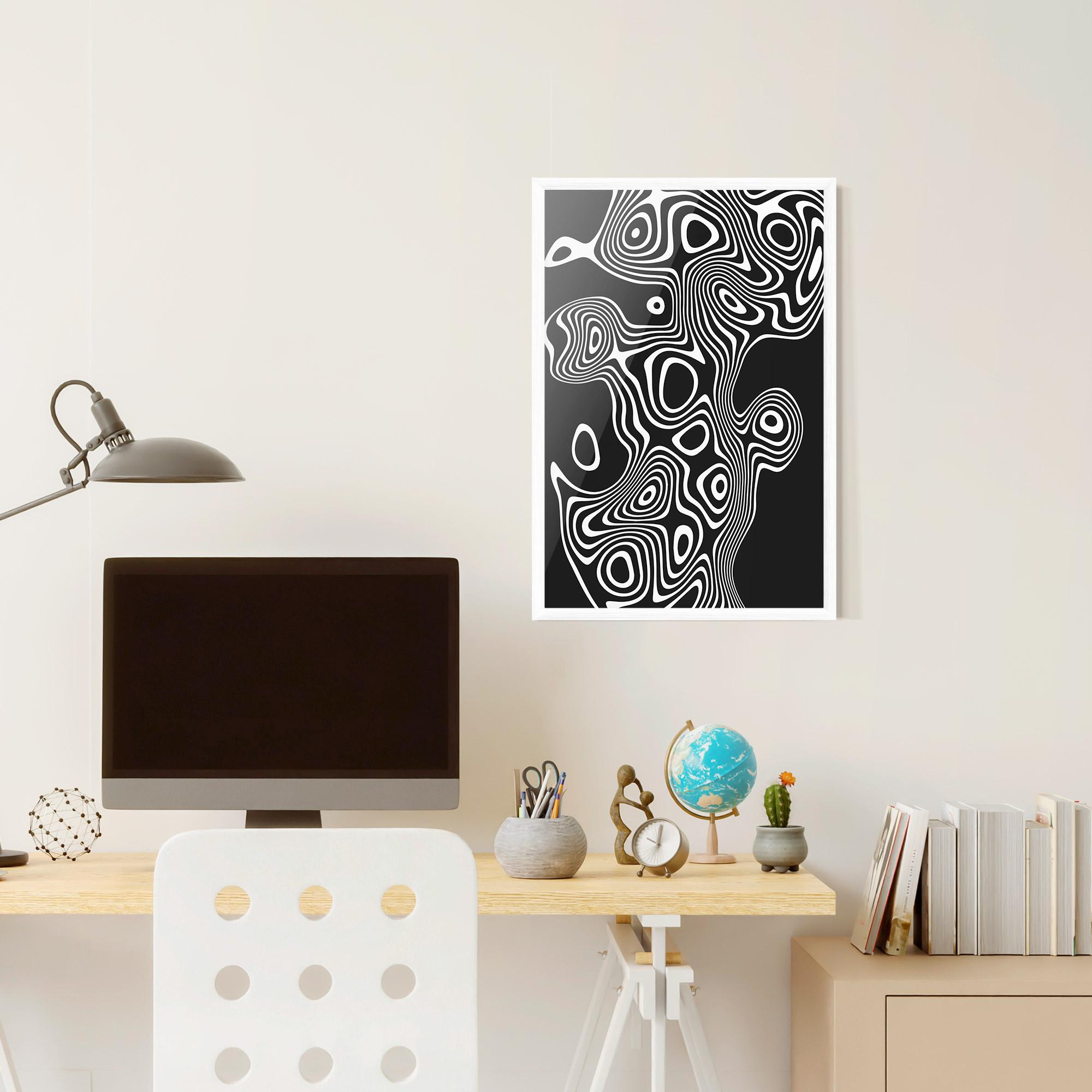 Gerahmte Poster Abstract Grey Black Line mockup 6