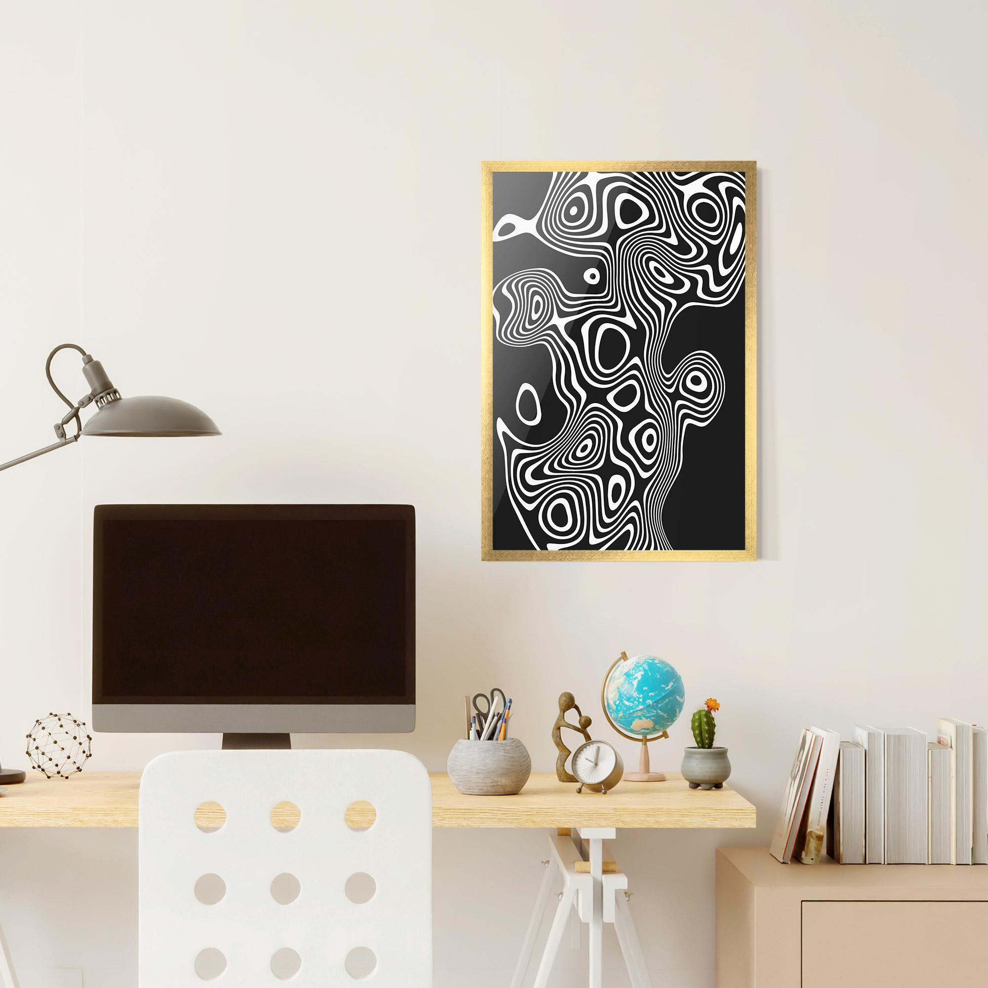 Gerahmte Poster Abstract Grey Black Line mockup 6