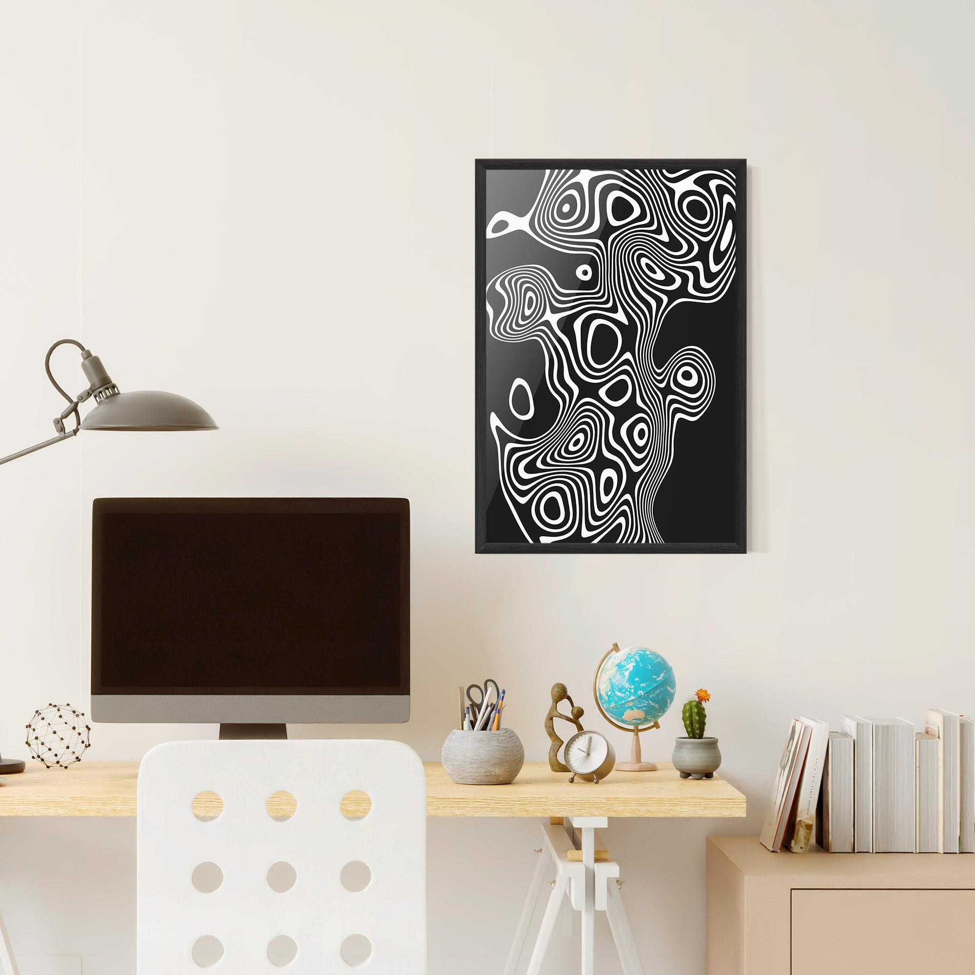 Gerahmte Poster Abstract Grey Black Line mockup 6
