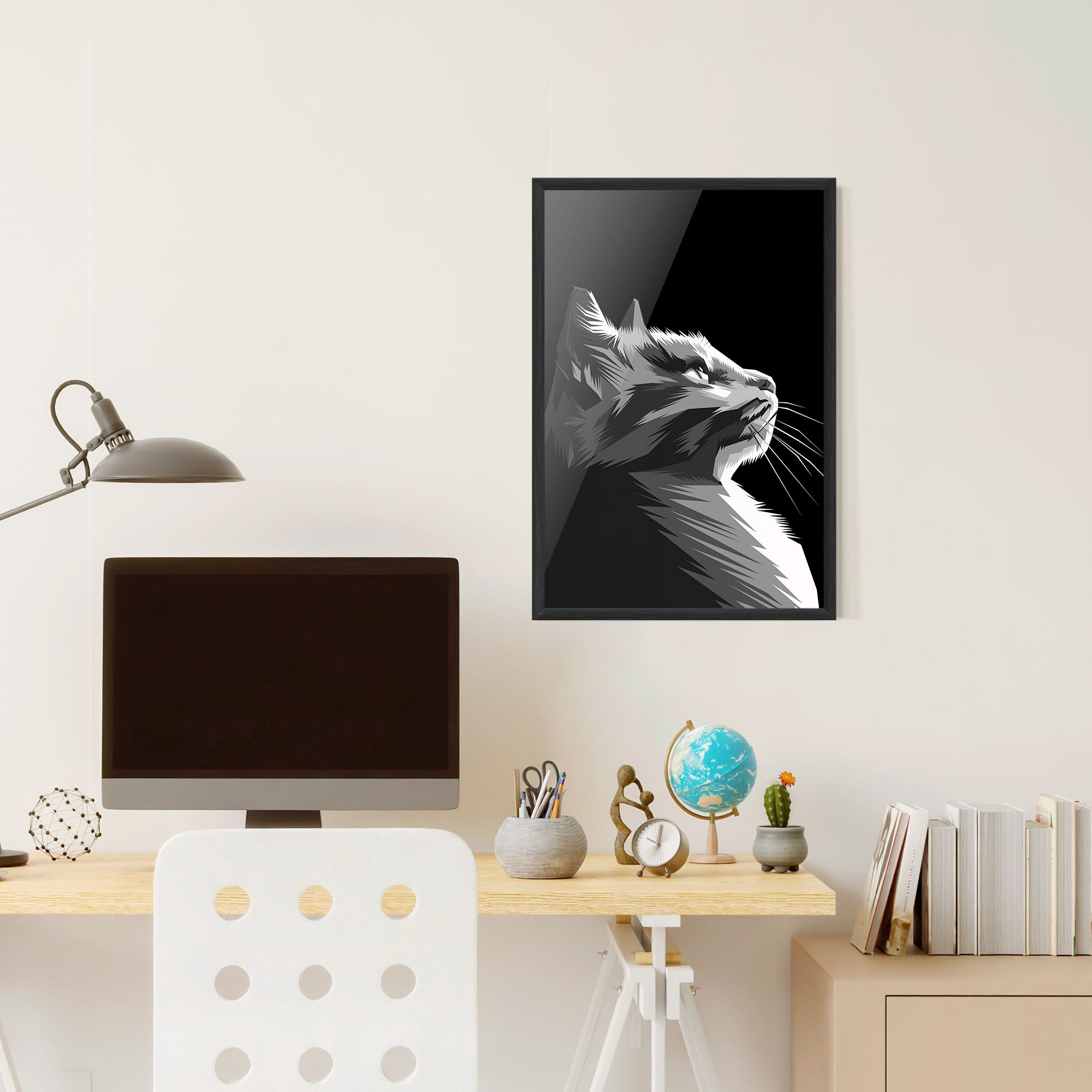 Grey Cat On Black mockup 6