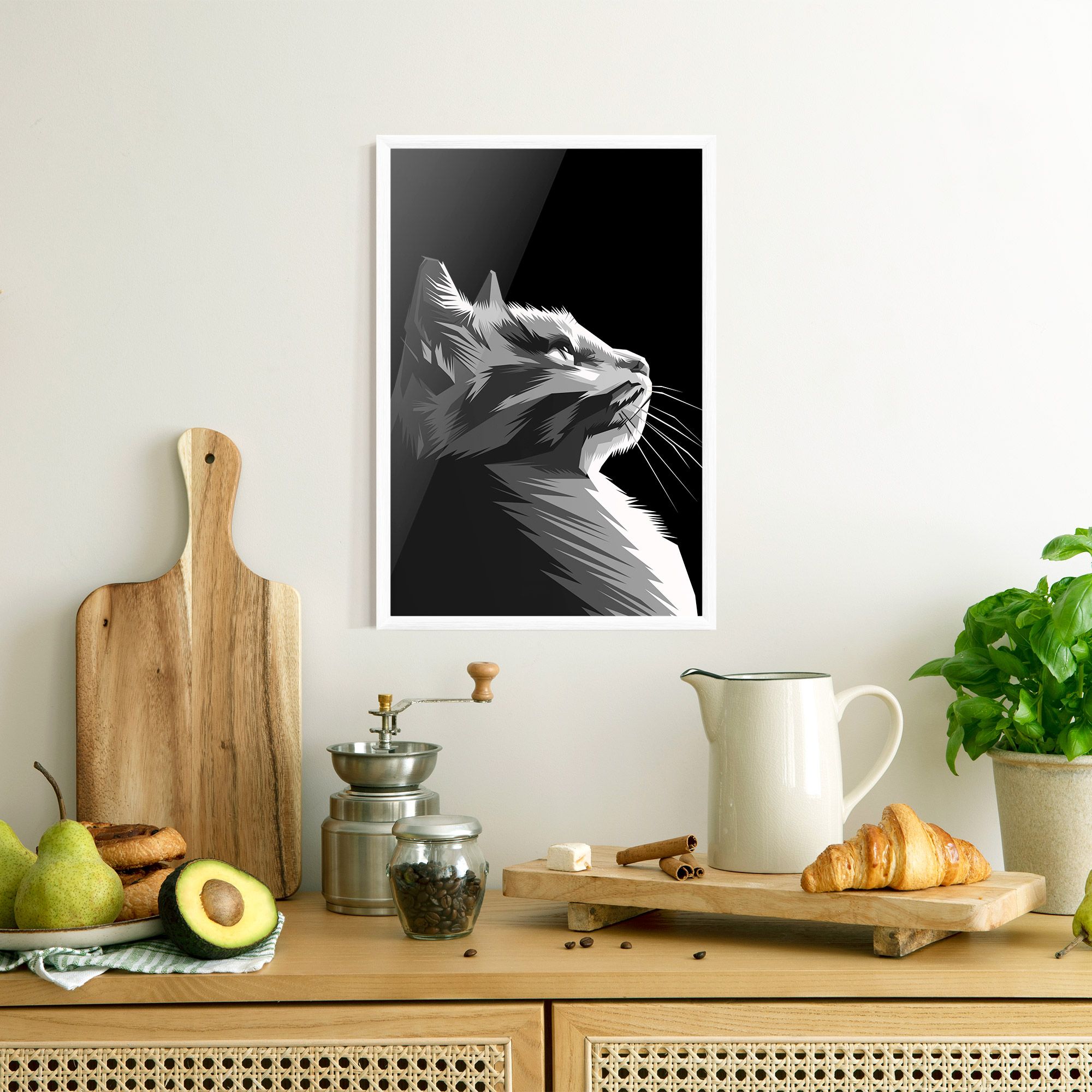 Grey Cat On Black mockup 8