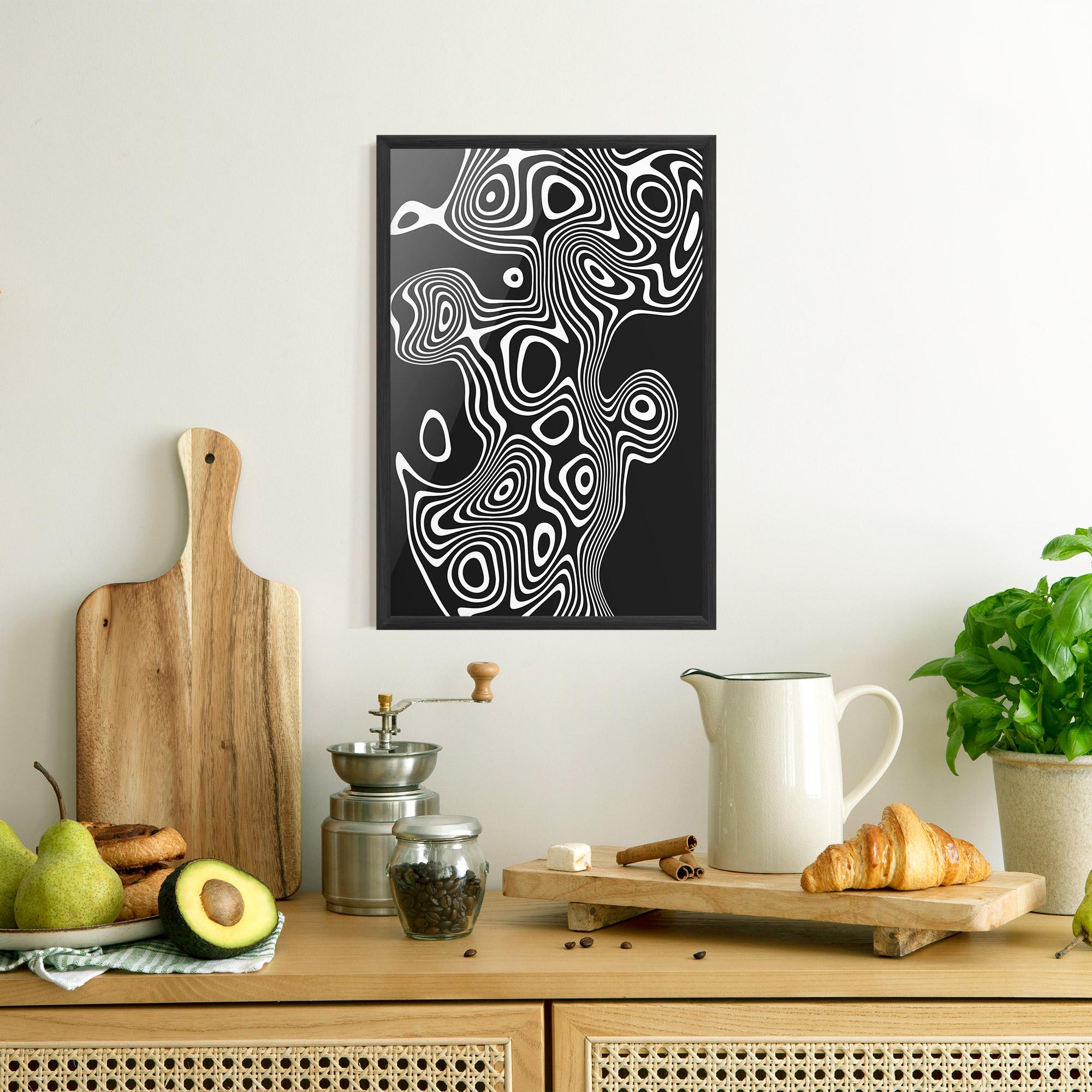 Gerahmte Poster Abstract Grey Black Line mockup 8