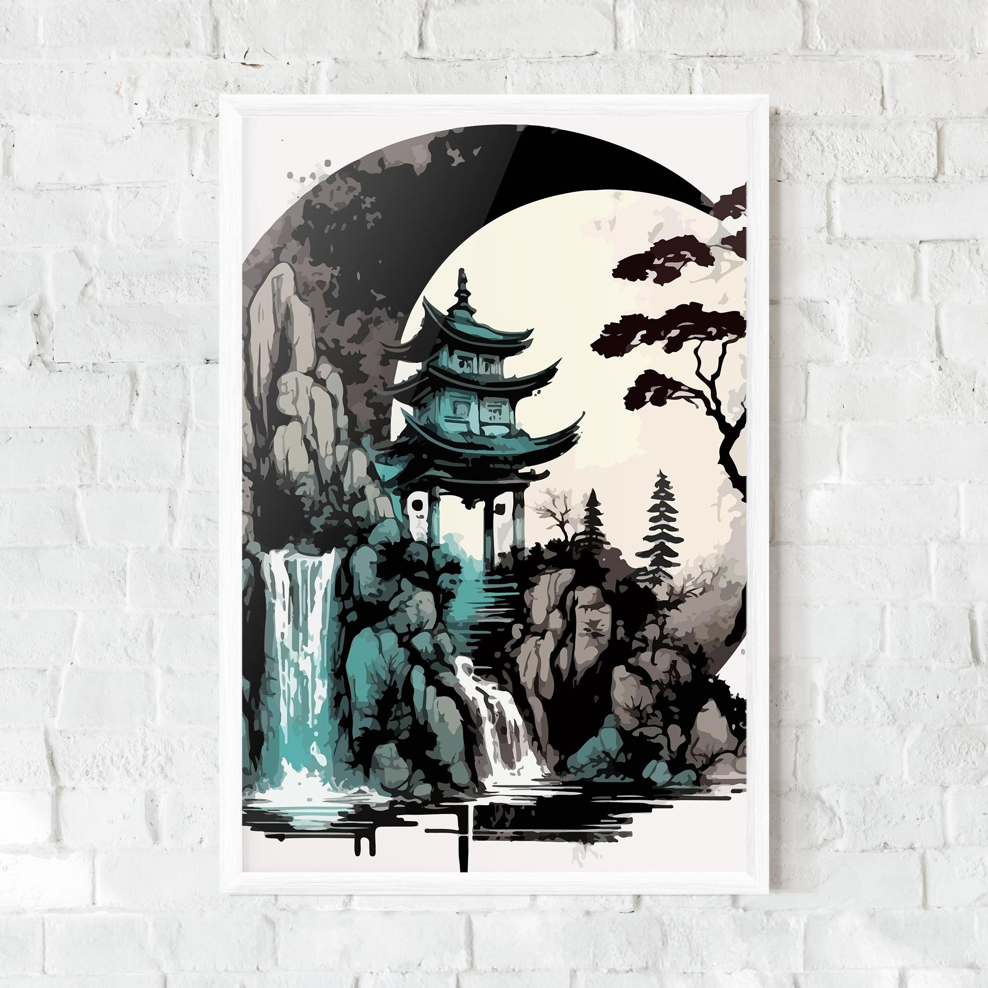 Gerahmte Poster Blue Temple Art mockup 0