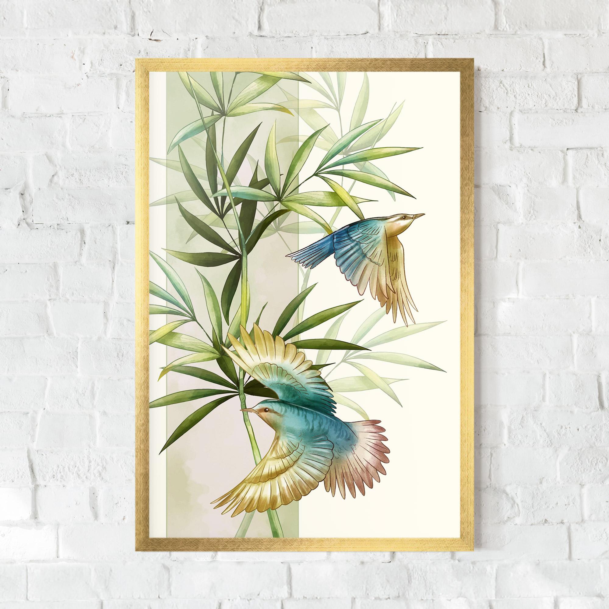 Gerahmte Poster Asiatic Blue Birds mockup 0