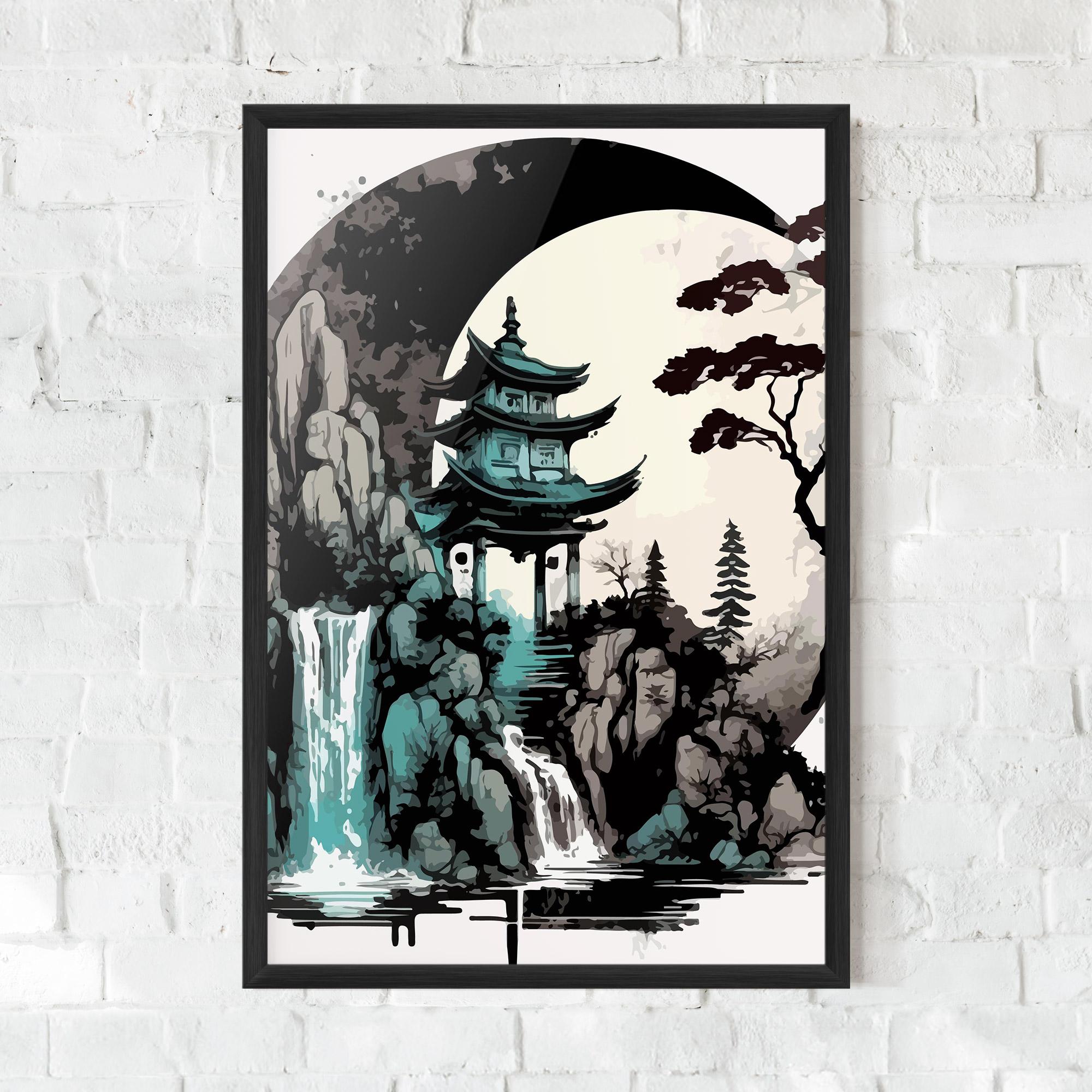 Gerahmte Poster Blue Temple Art mockup 0