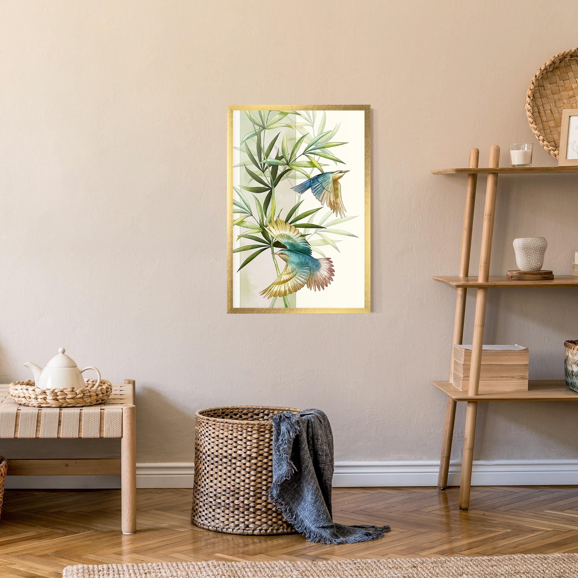 Gerahmte Poster Asiatic Blue Birds mockup 9