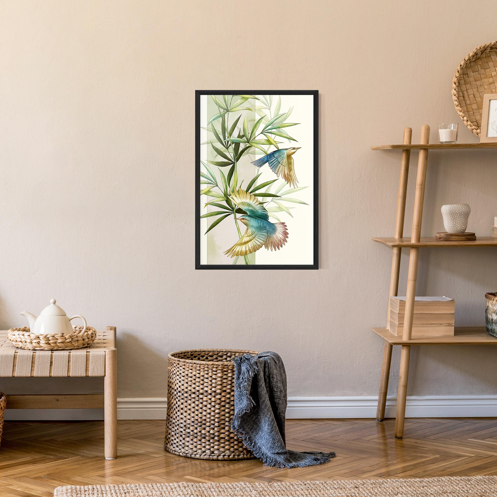 Gerahmte Poster Asiatic Blue Birds mockup 9
