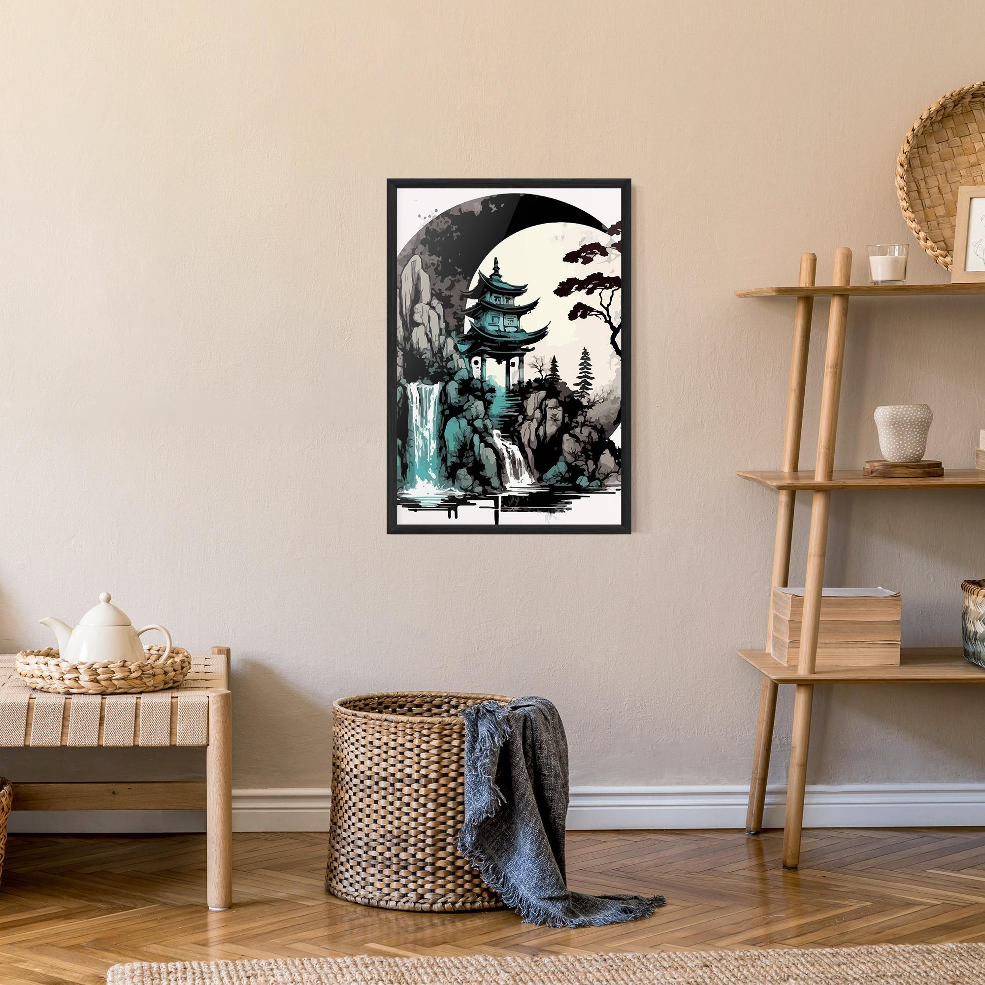 Gerahmte Poster Blue Temple Art mockup 9