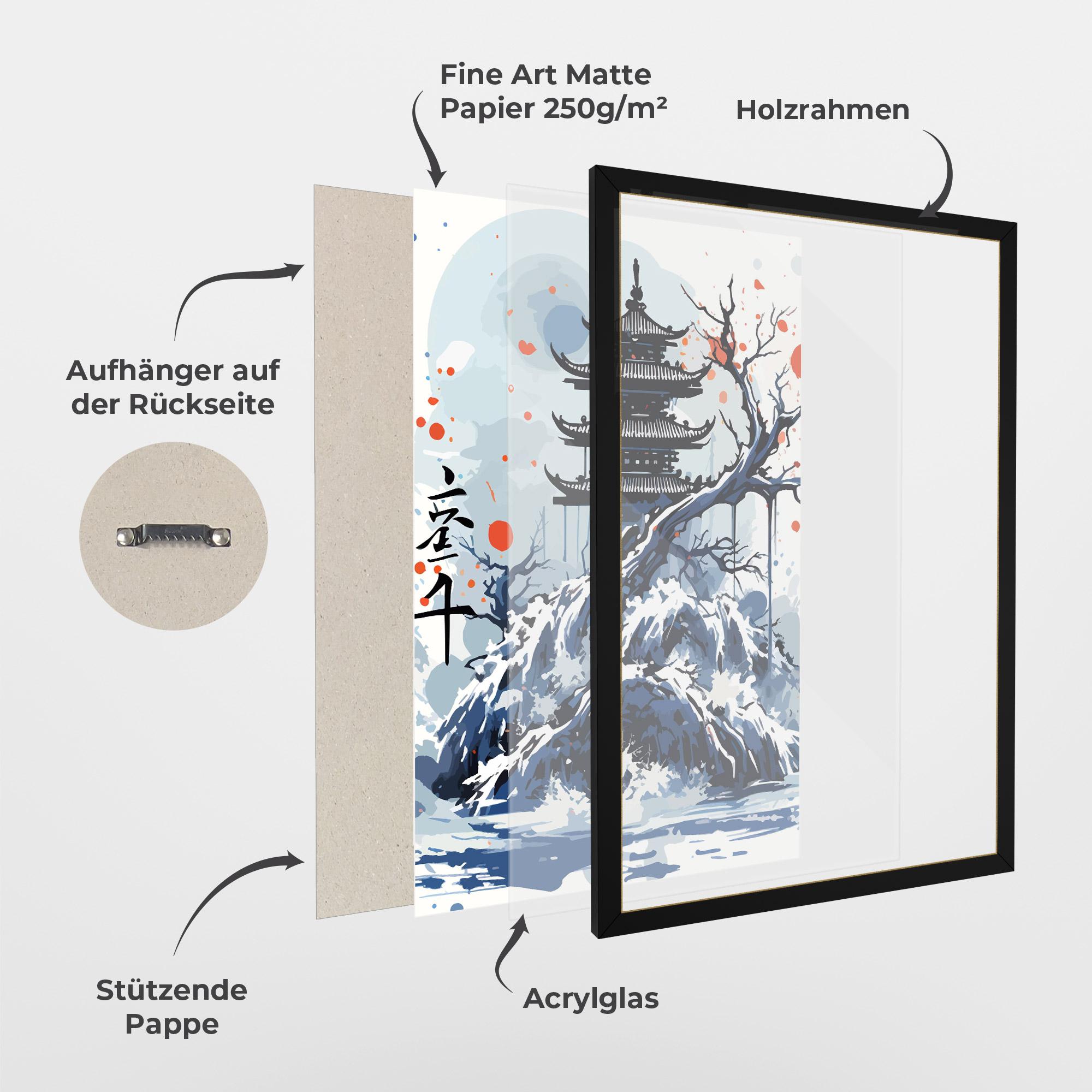 Gerahmte Poster Asiatic Winter Art mockup 1