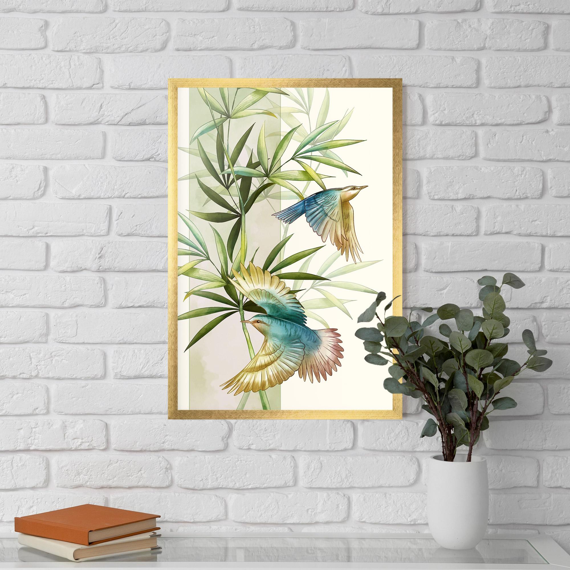 Gerahmte Poster Asiatic Blue Birds mockup 5