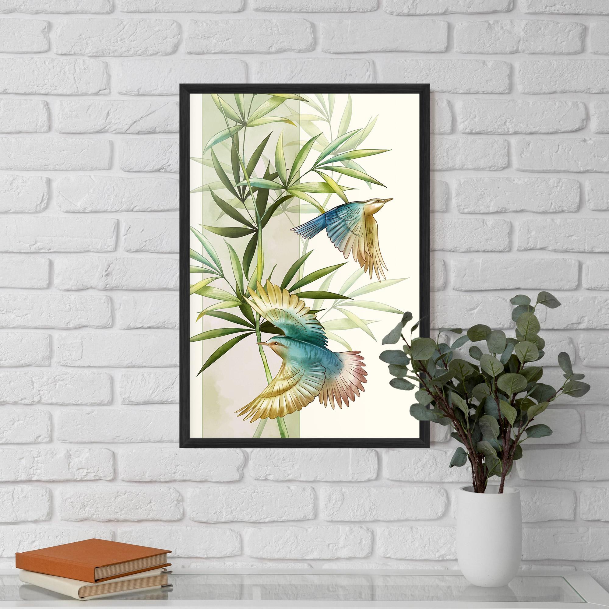 Gerahmte Poster Asiatic Blue Birds mockup 5