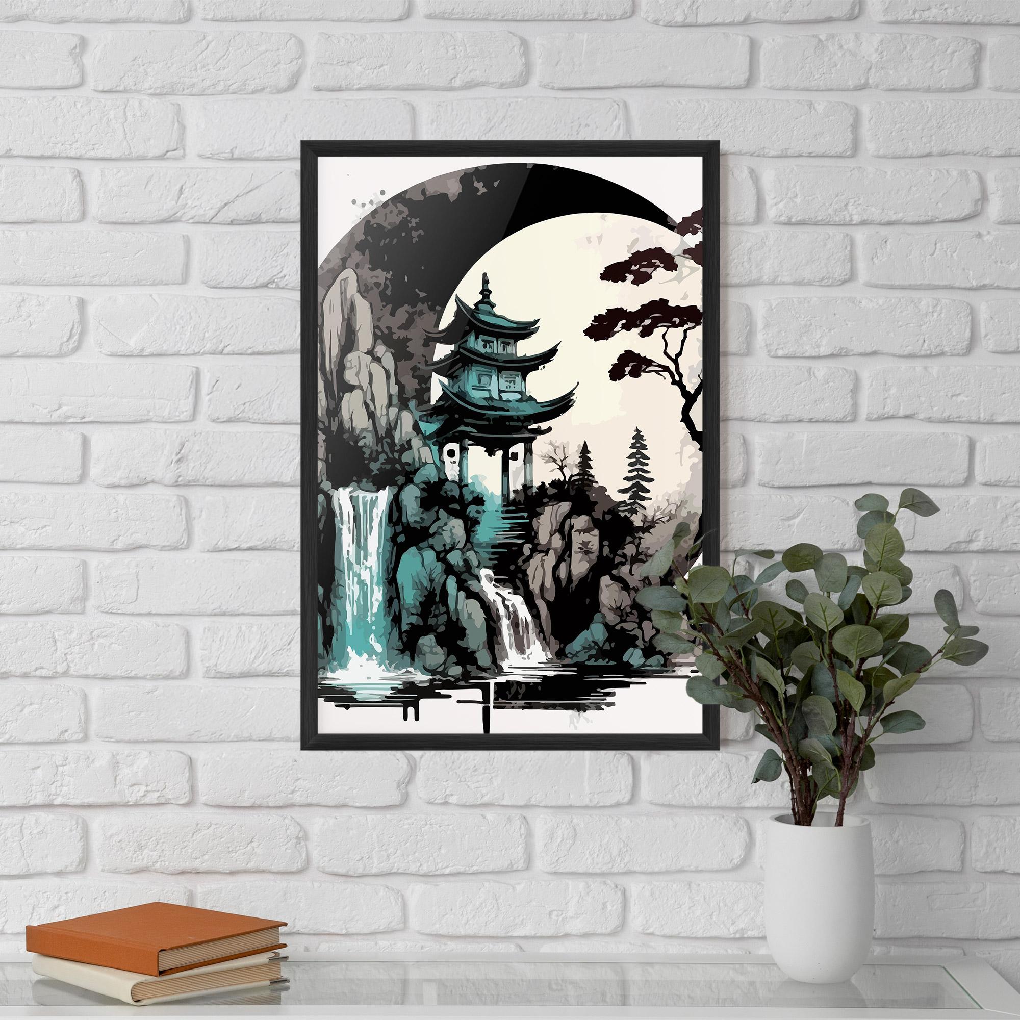 Gerahmte Poster Blue Temple Art mockup 5