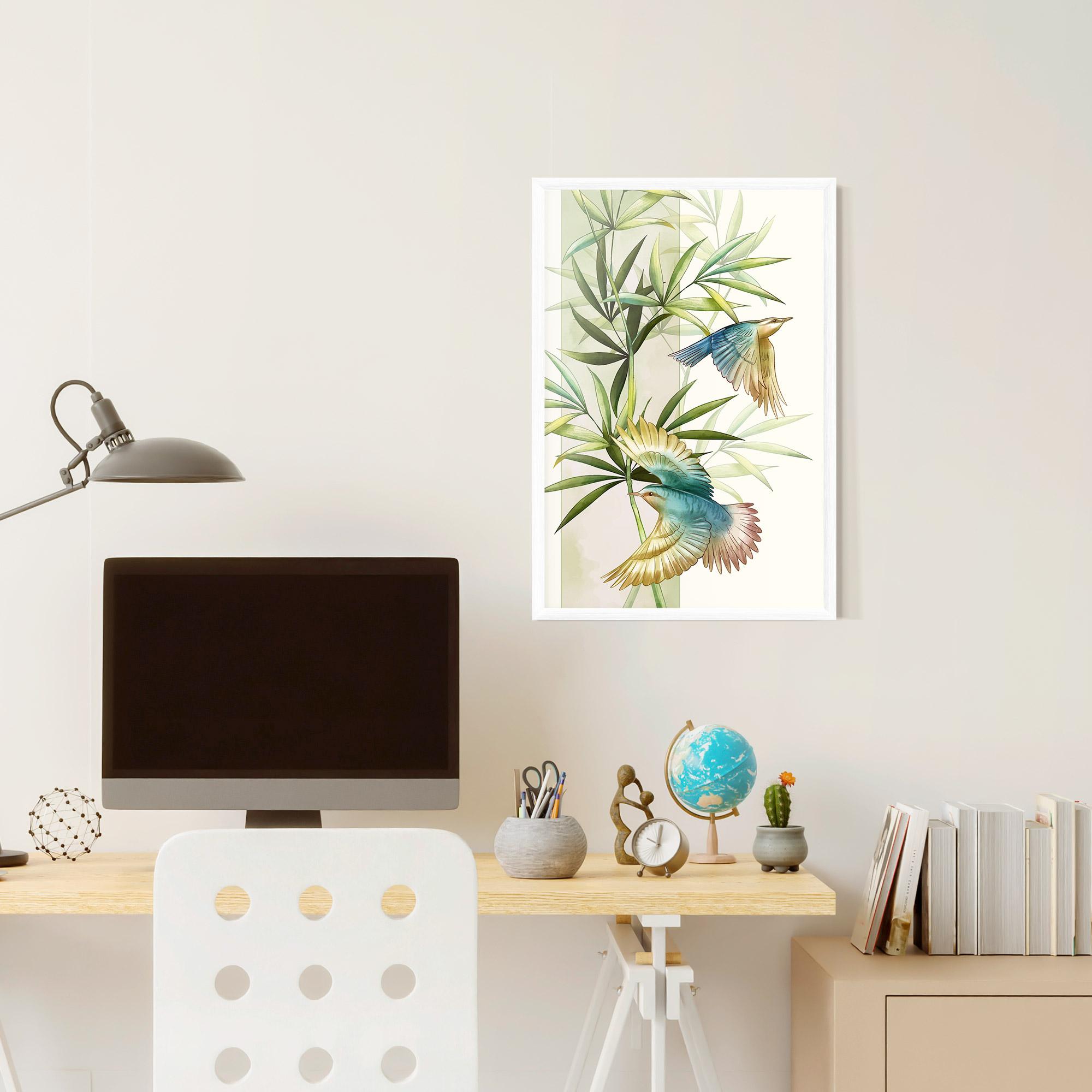 Gerahmte Poster Asiatic Blue Birds mockup 6