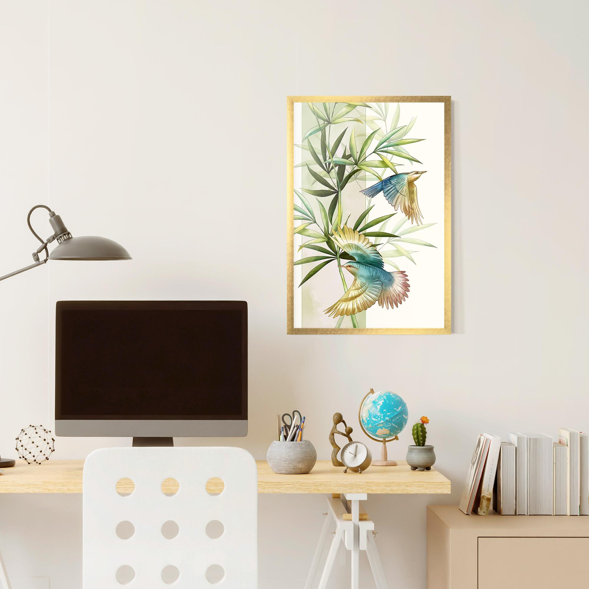 Gerahmte Poster Asiatic Blue Birds mockup 6