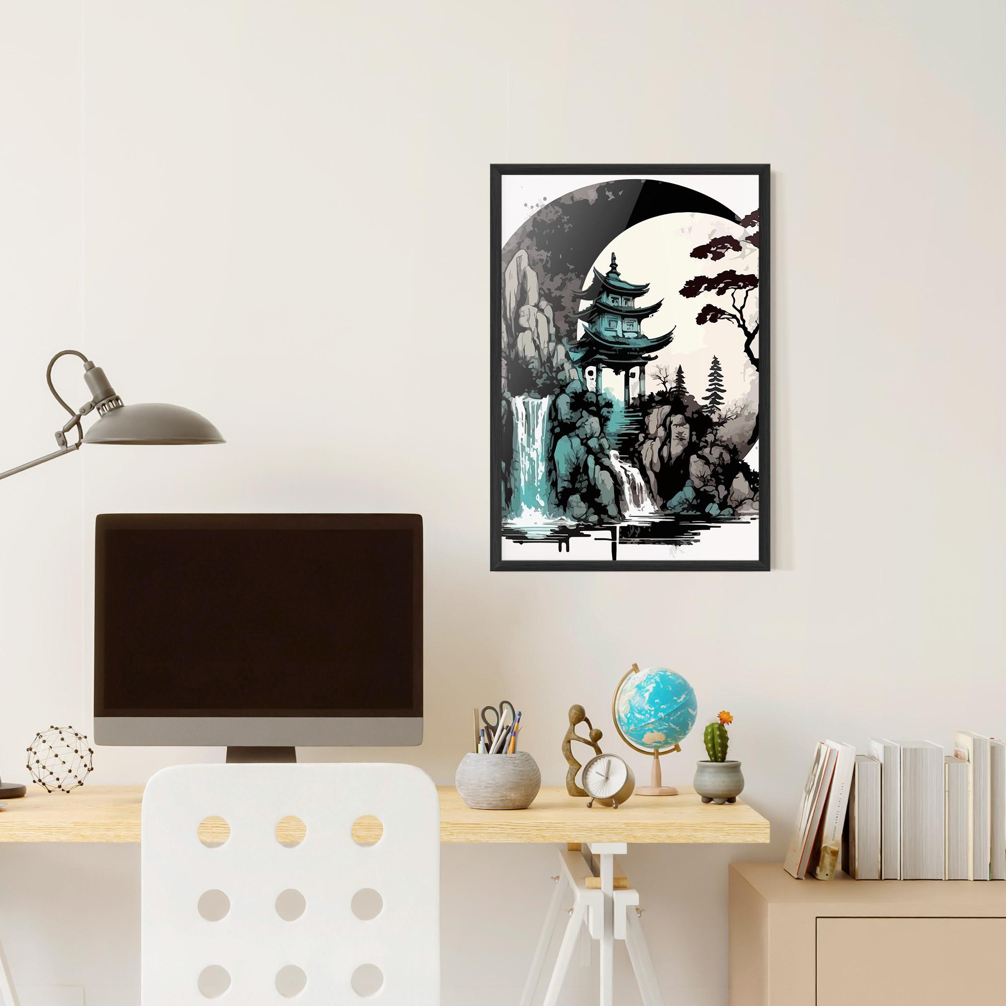 Gerahmte Poster Blue Temple Art mockup 6