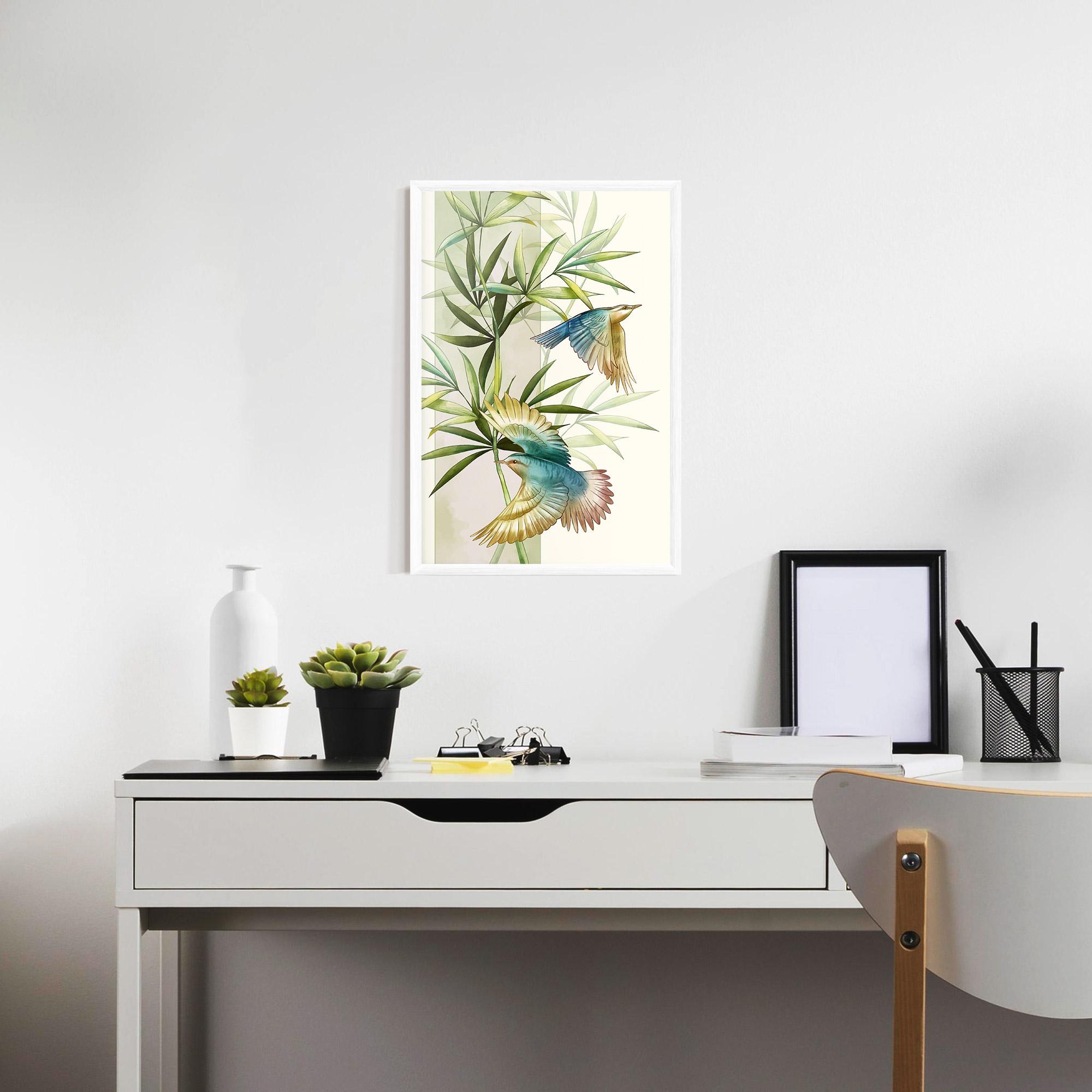 Gerahmte Poster Asiatic Blue Birds mockup 7