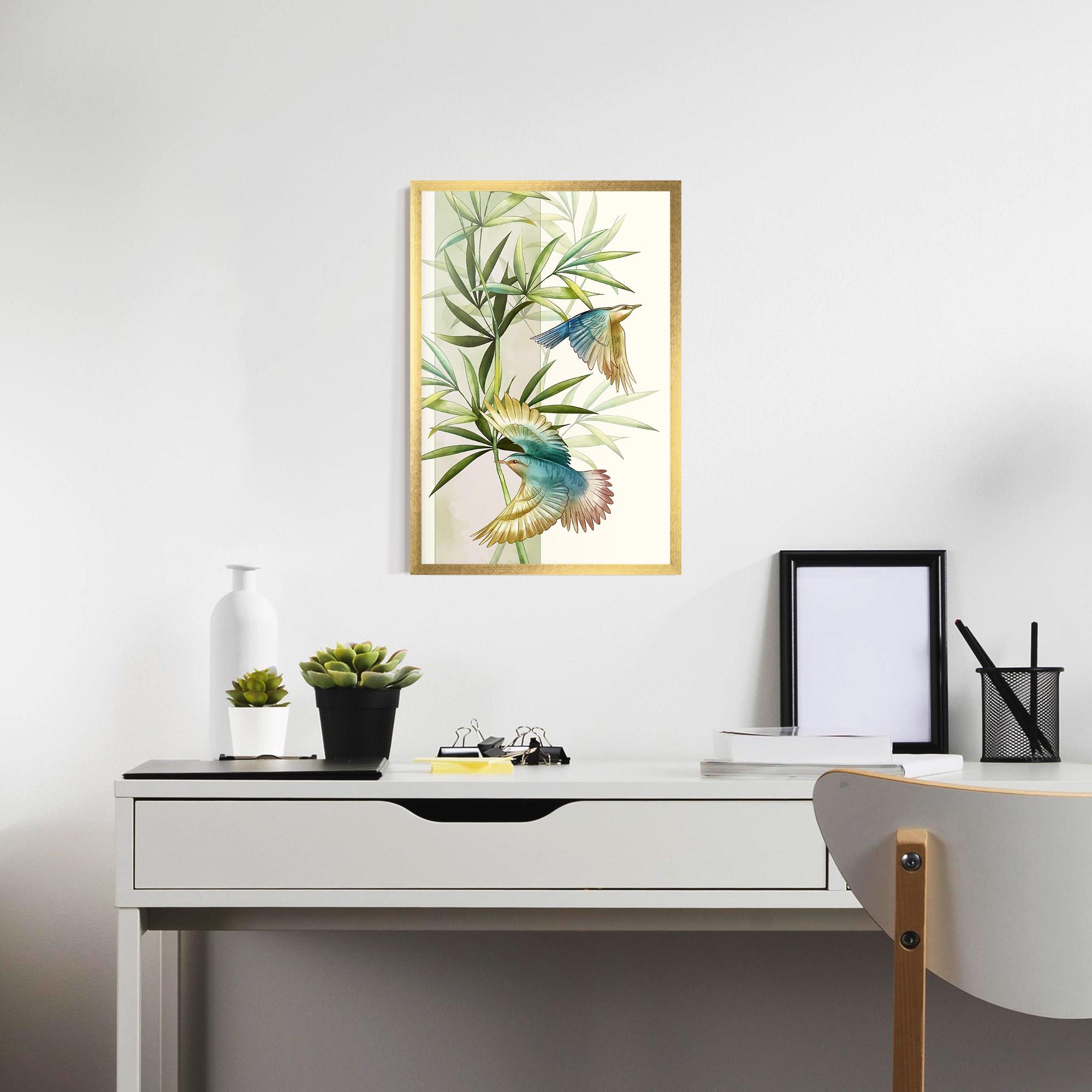 Gerahmte Poster Asiatic Blue Birds mockup 7