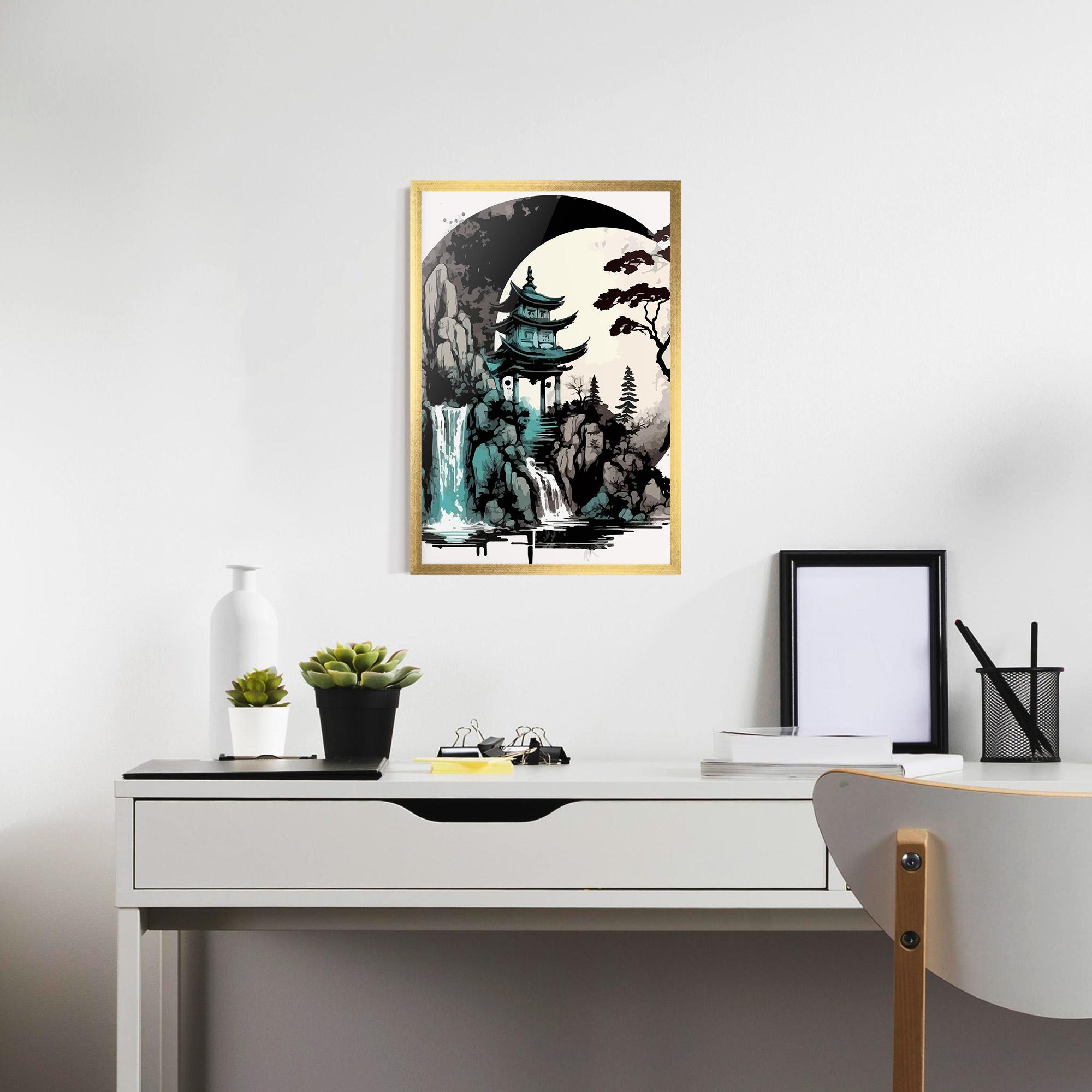 Gerahmte Poster Blue Temple Art mockup 7