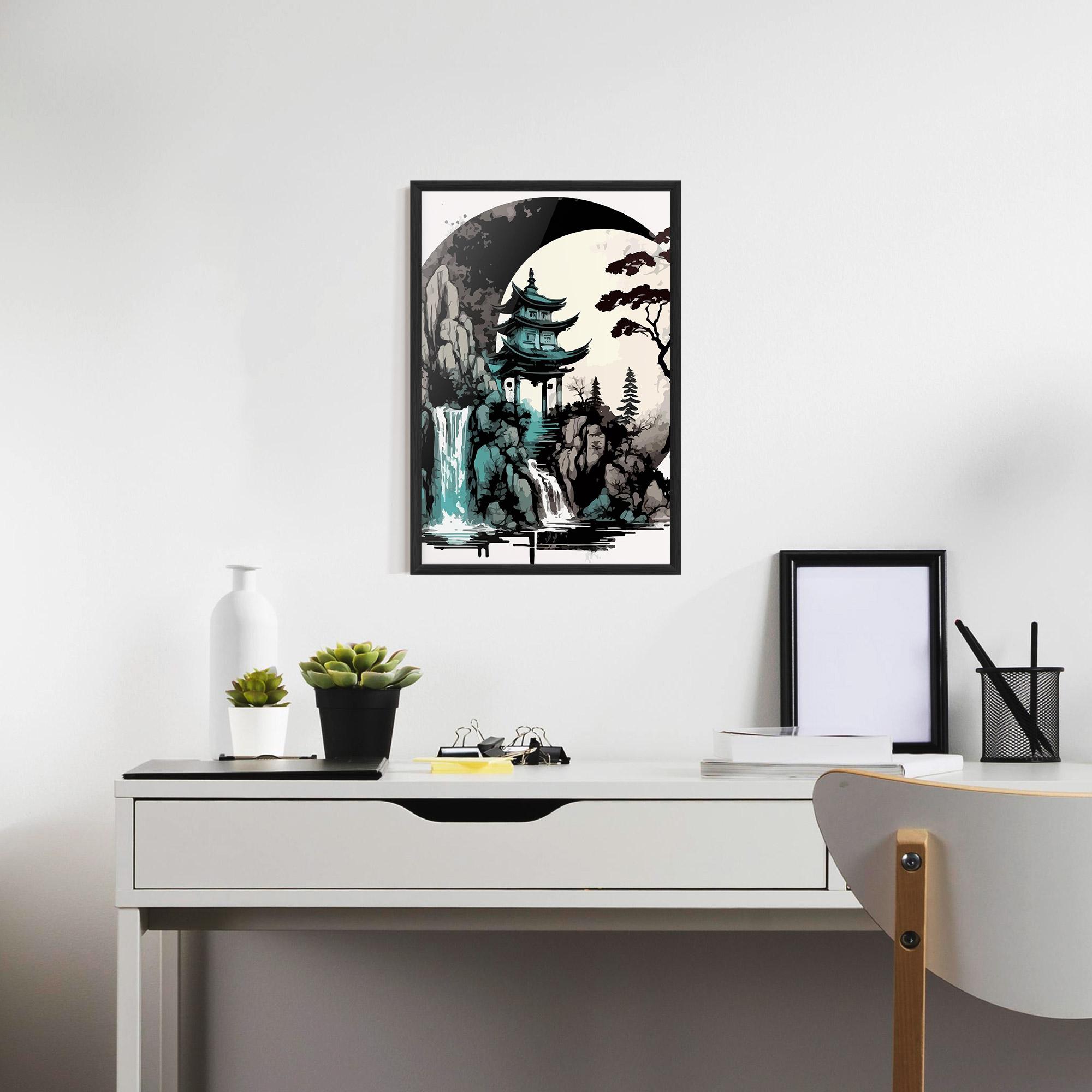 Gerahmte Poster Blue Temple Art mockup 7