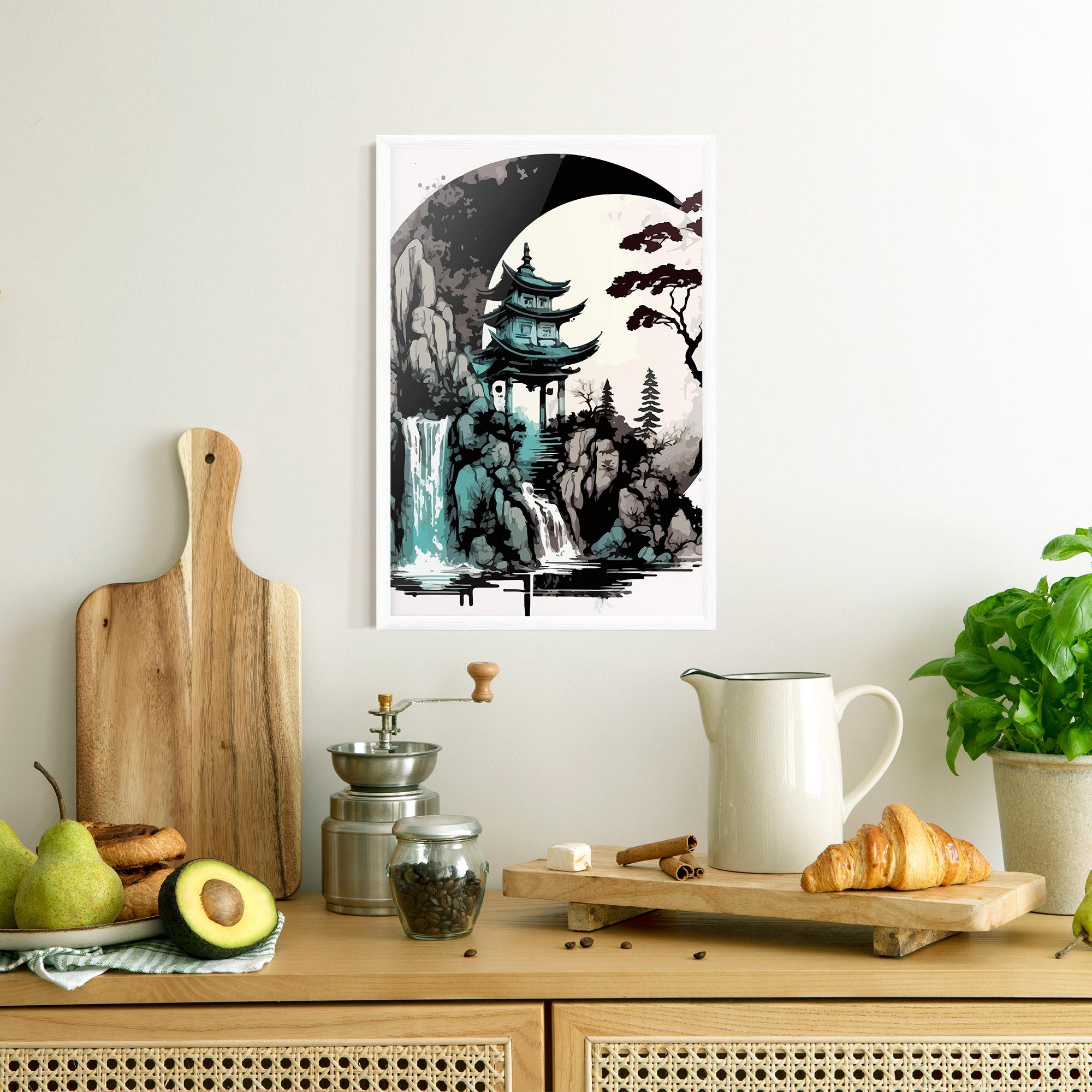 Gerahmte Poster Blue Temple Art mockup 8