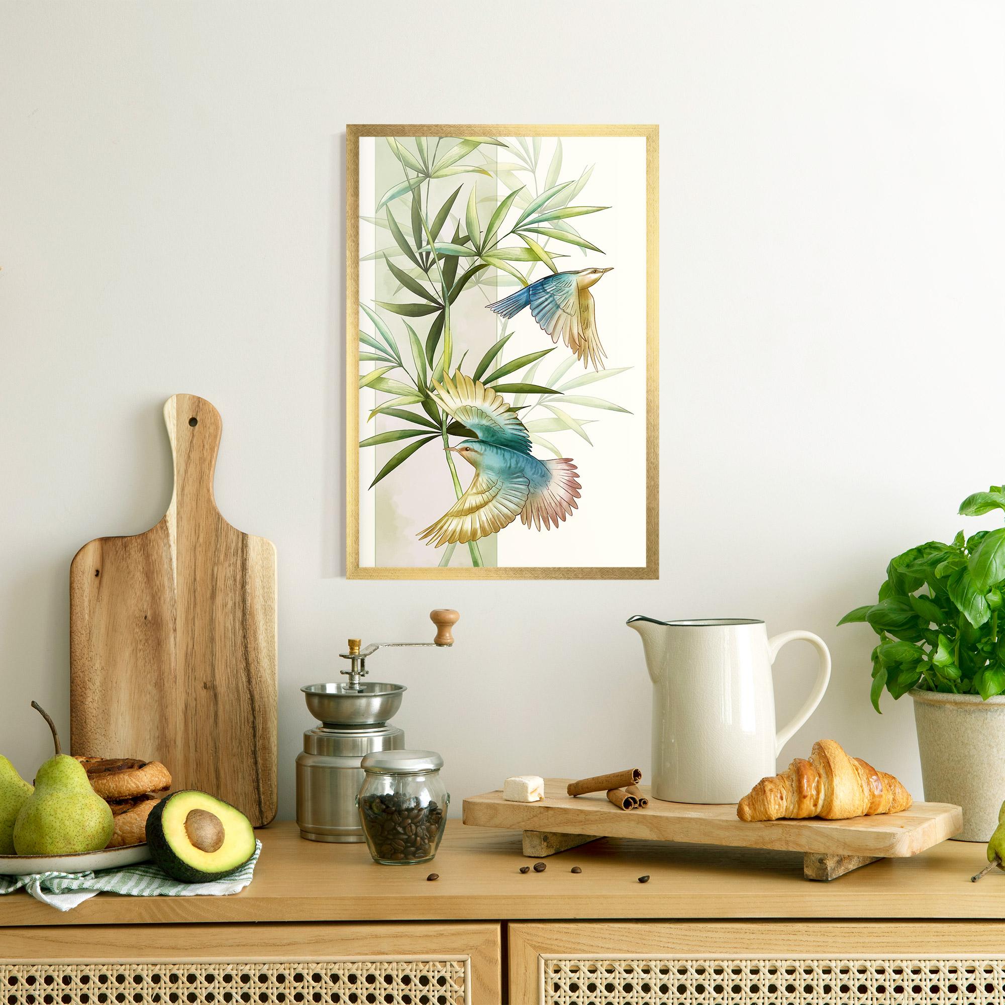 Gerahmte Poster Asiatic Blue Birds mockup 8