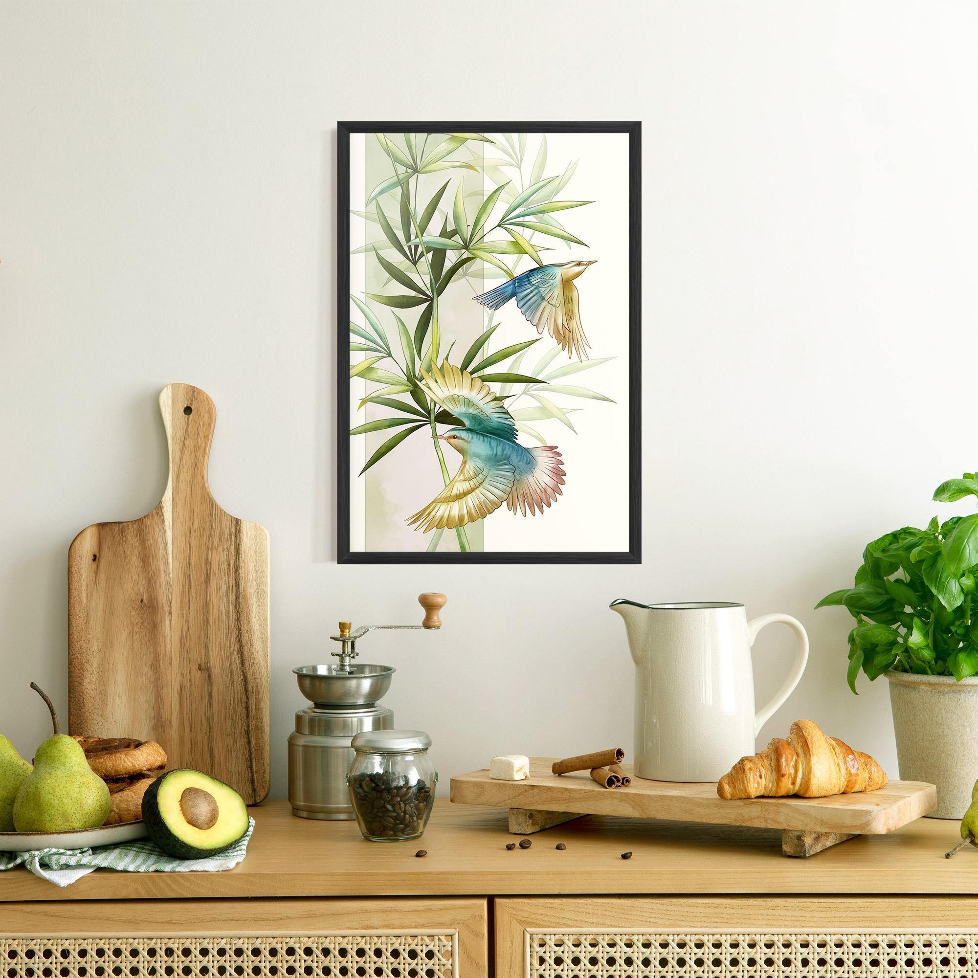 Gerahmte Poster Asiatic Blue Birds mockup 8