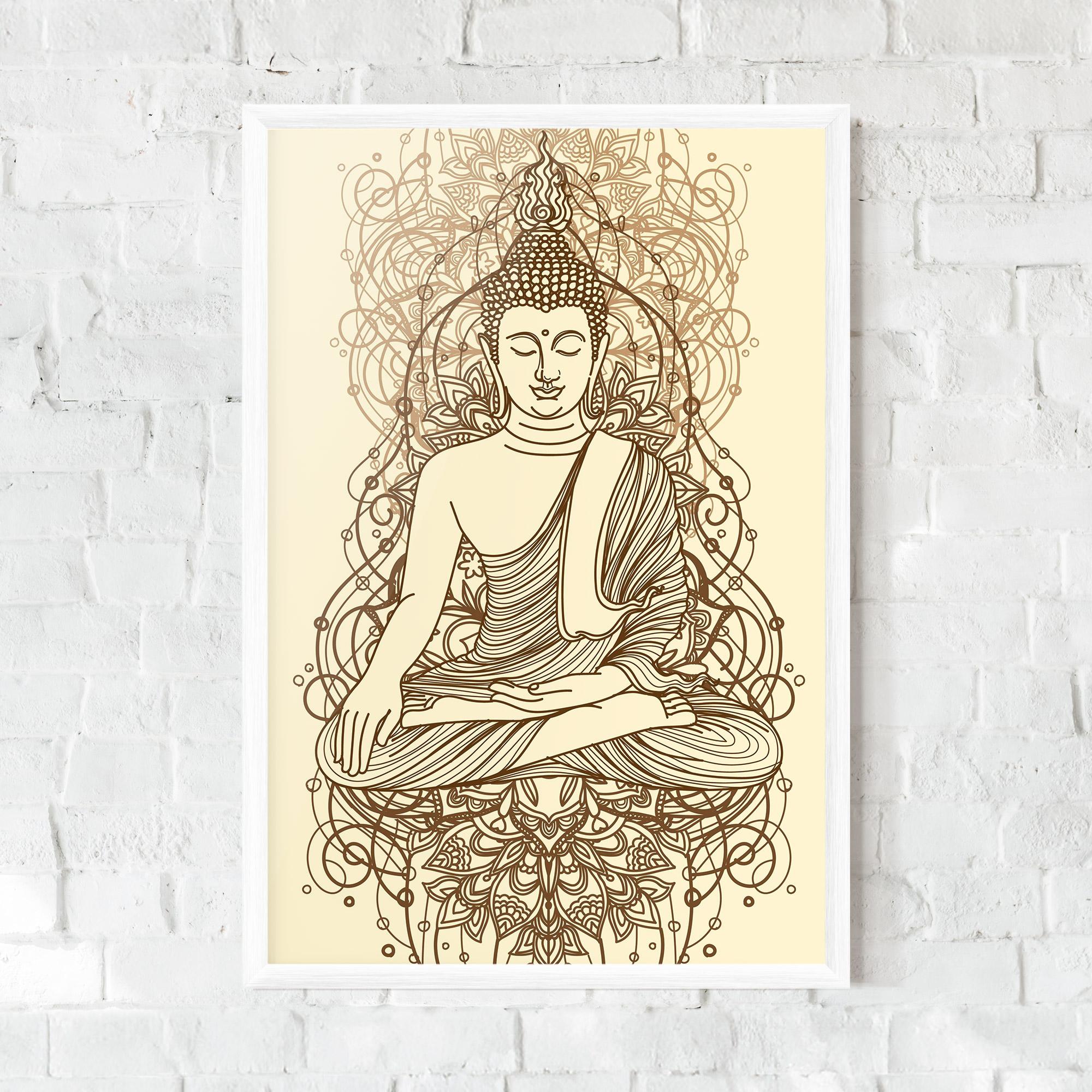 Gerahmte Poster Brown Line Buddha mockup 0