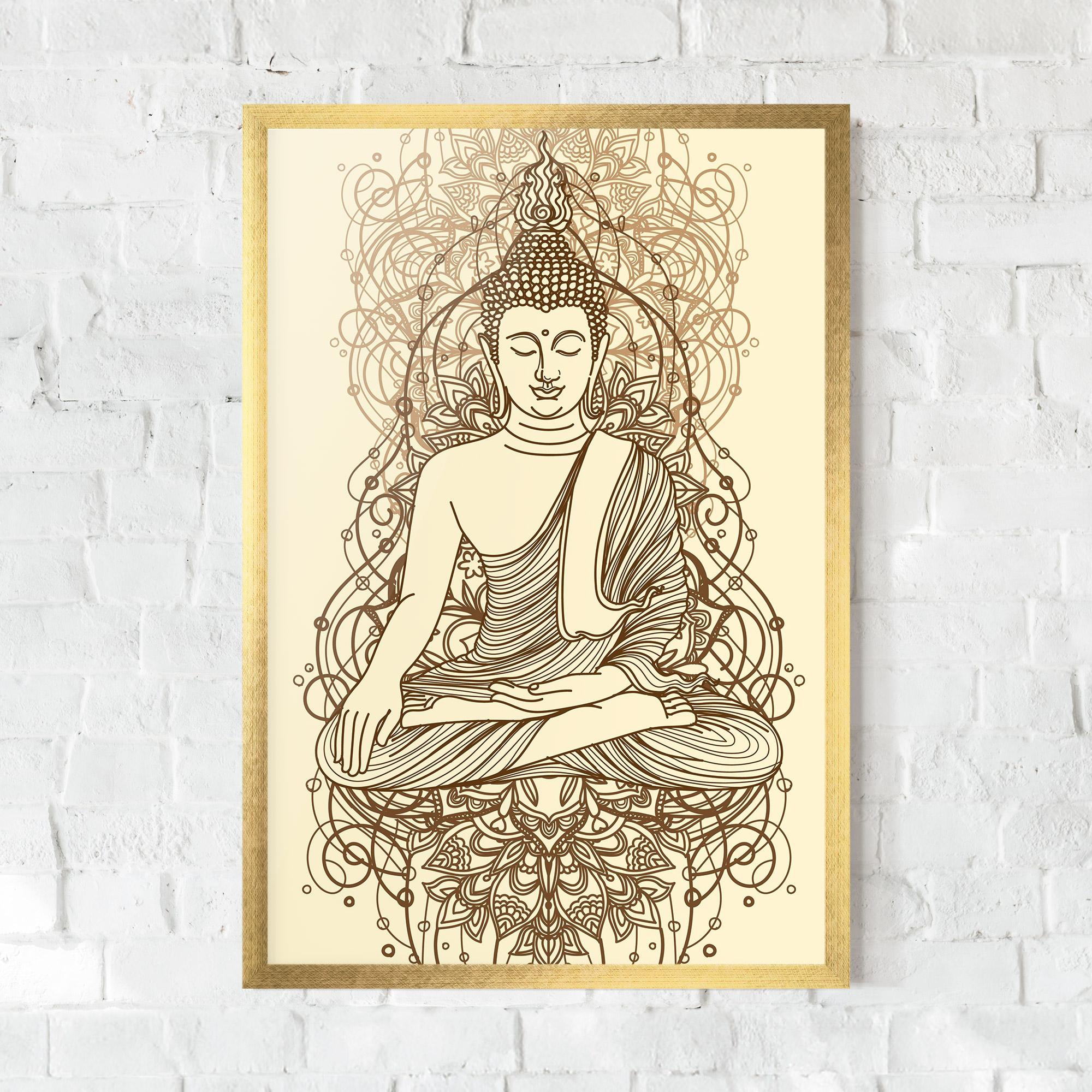 Gerahmte Poster Brown Line Buddha mockup 0