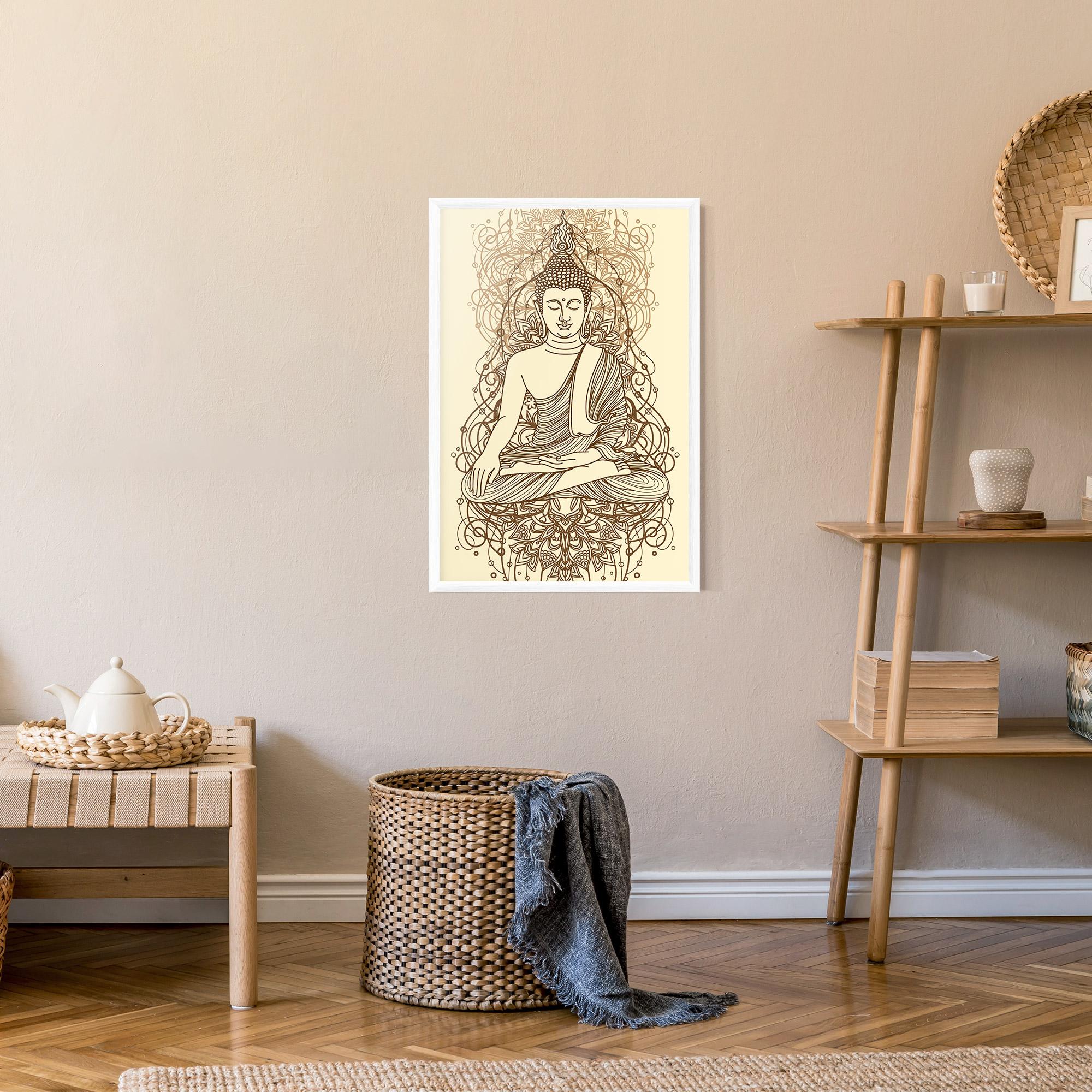 Gerahmte Poster Brown Line Buddha mockup 9