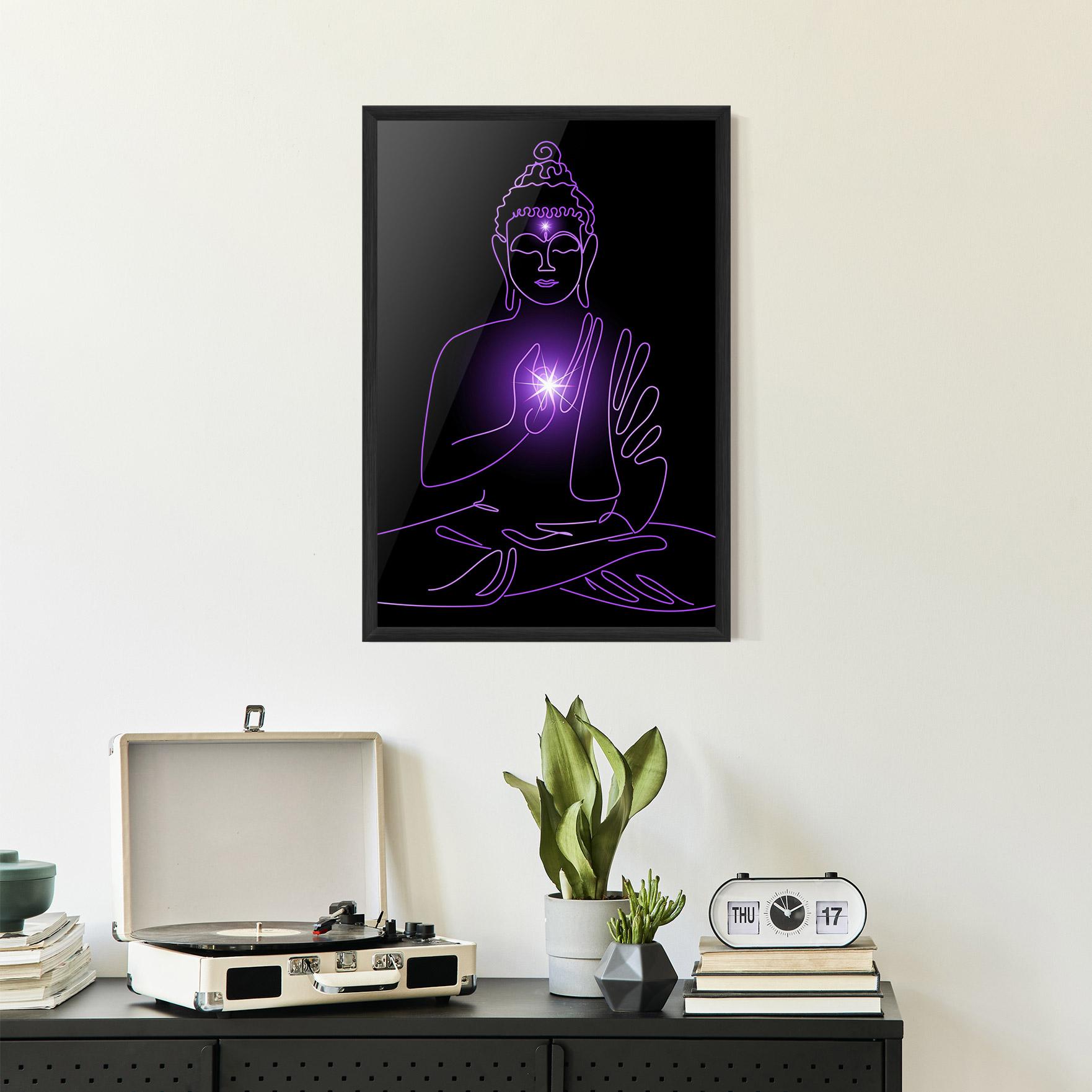 Gerahmte Poster Glowing Buddha mockup 2