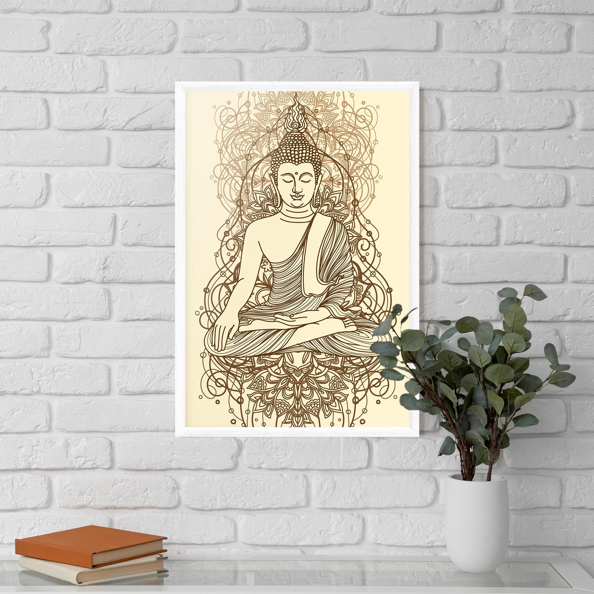 Gerahmte Poster Brown Line Buddha mockup 5