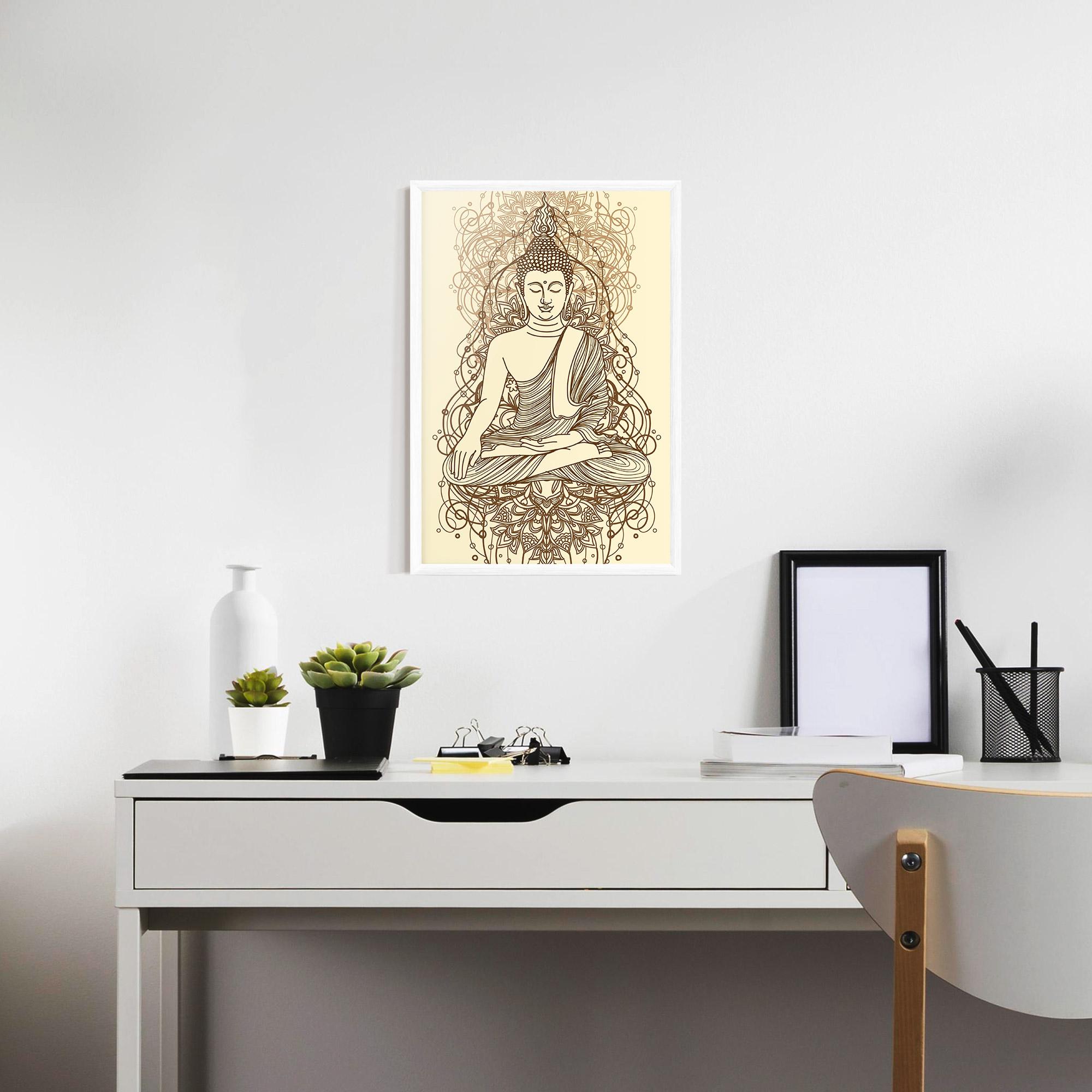 Gerahmte Poster Brown Line Buddha mockup 7