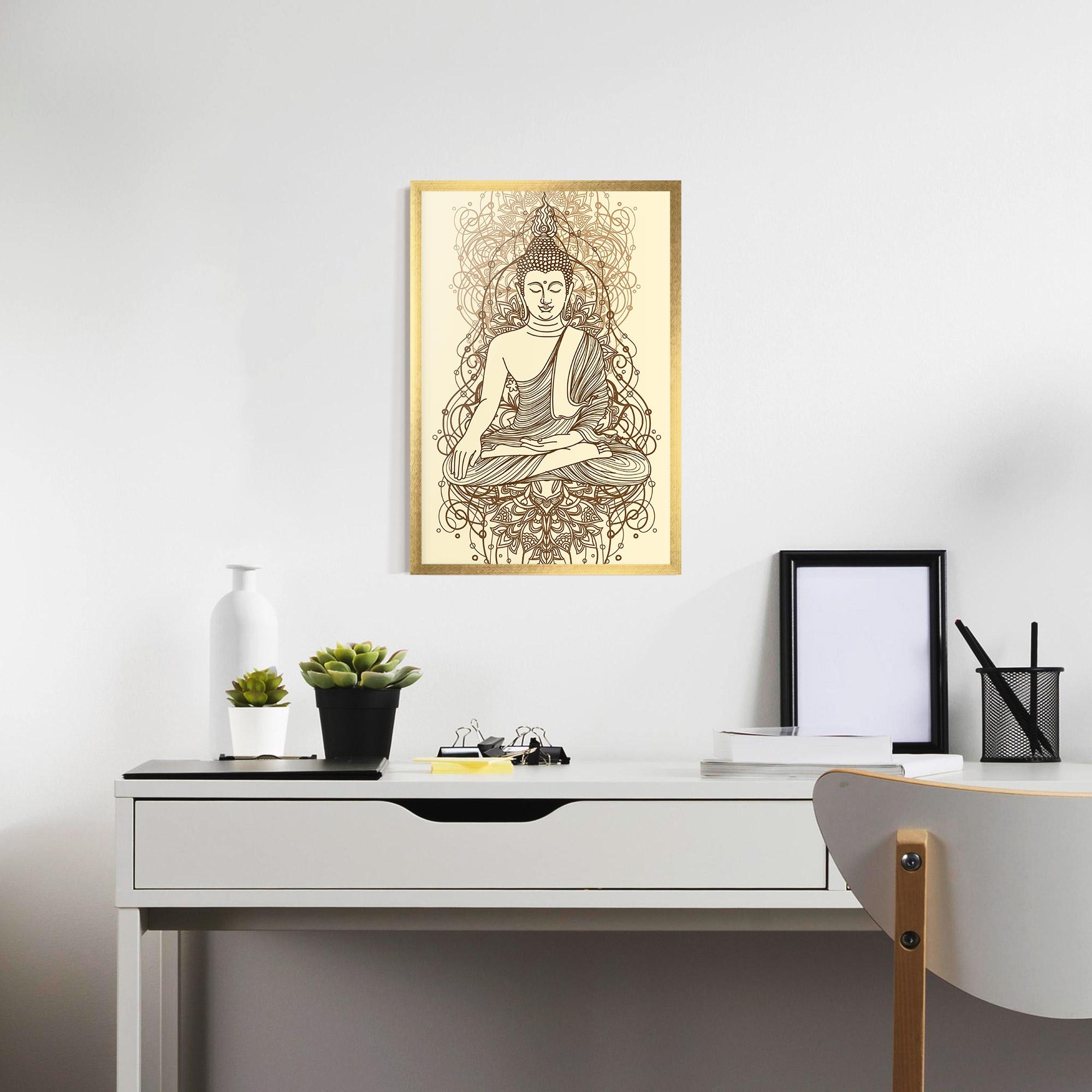 Gerahmte Poster Brown Line Buddha mockup 7