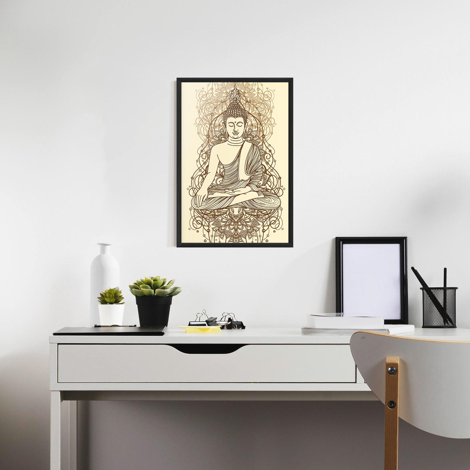 Gerahmte Poster Brown Line Buddha mockup 7