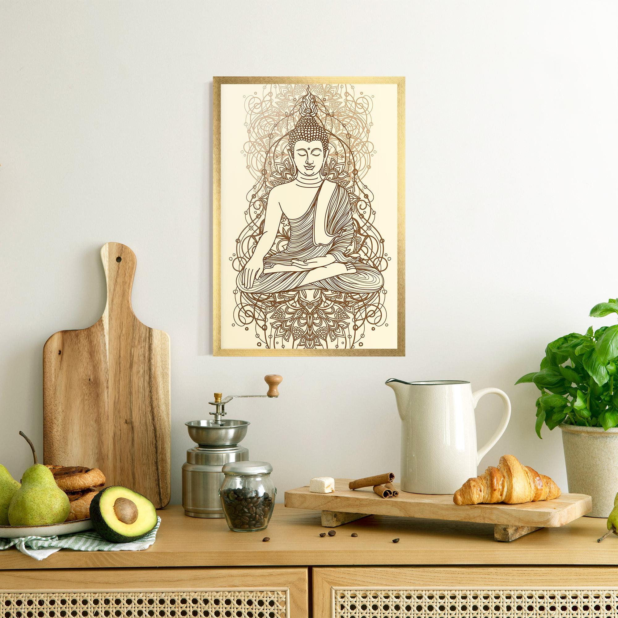 Gerahmte Poster Brown Line Buddha mockup 8