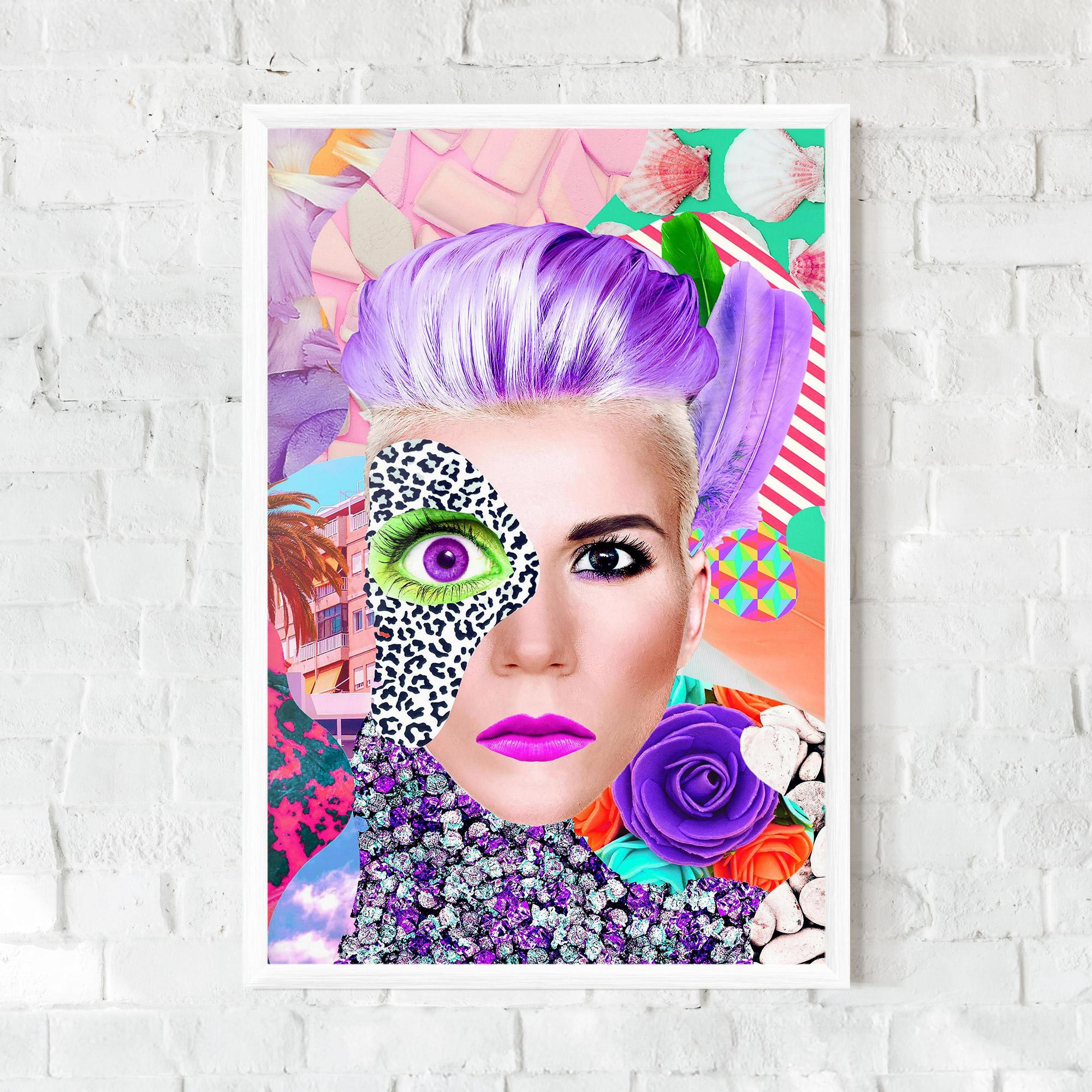 Gerahmte Poster Art Collage Lady mockup 0