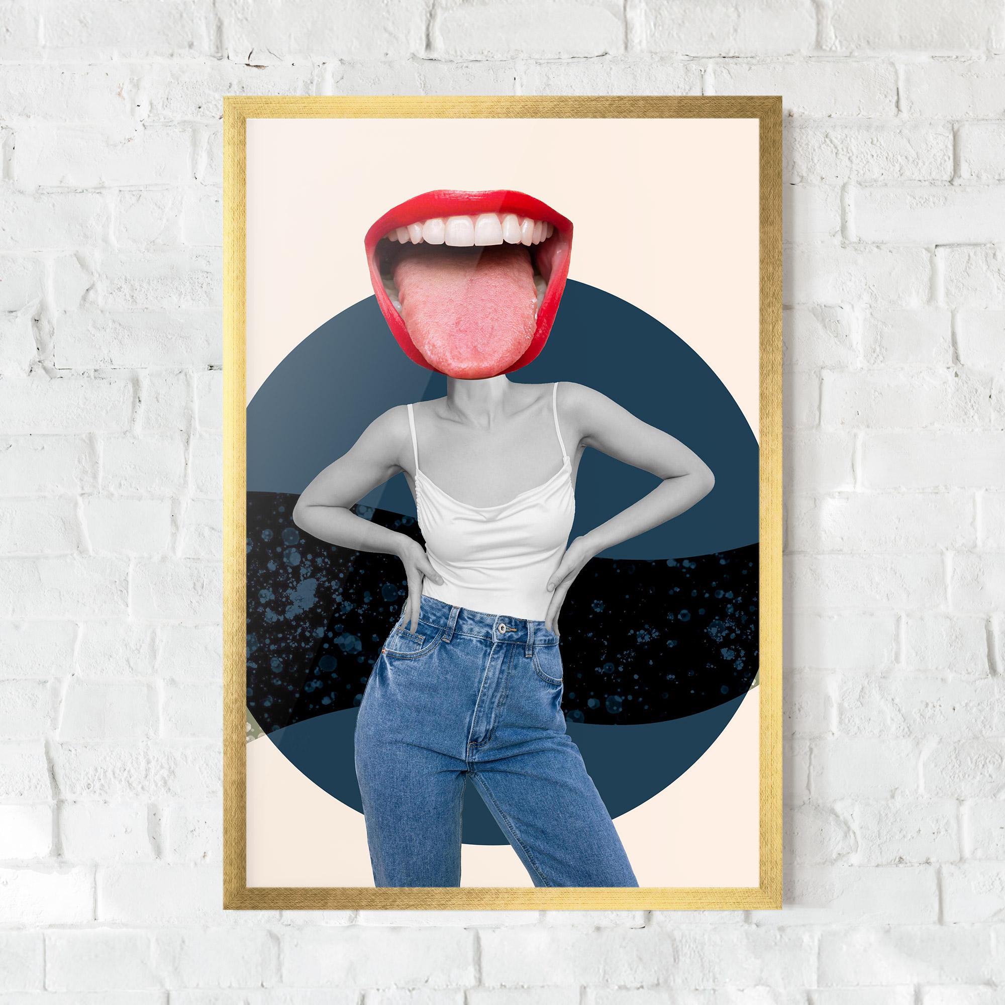 Gerahmte Poster Blue Jeans Lips mockup 0