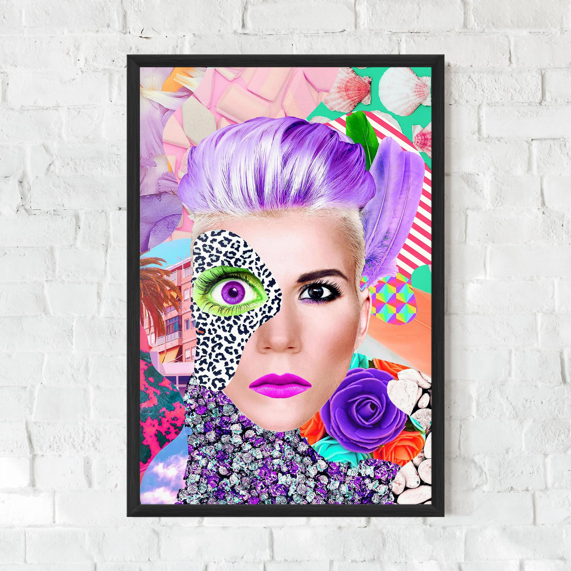 Gerahmte Poster Art Collage Lady mockup 0