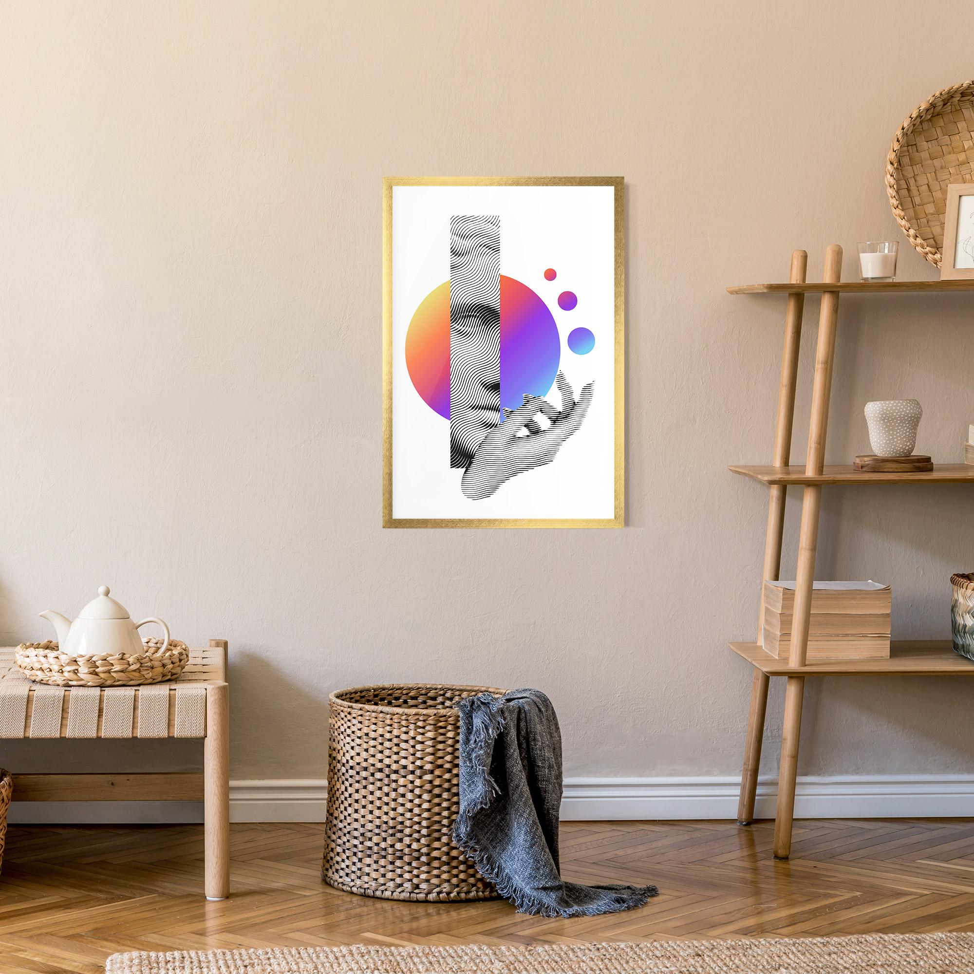 Gerahmte Poster Orange Light Statue mockup 9