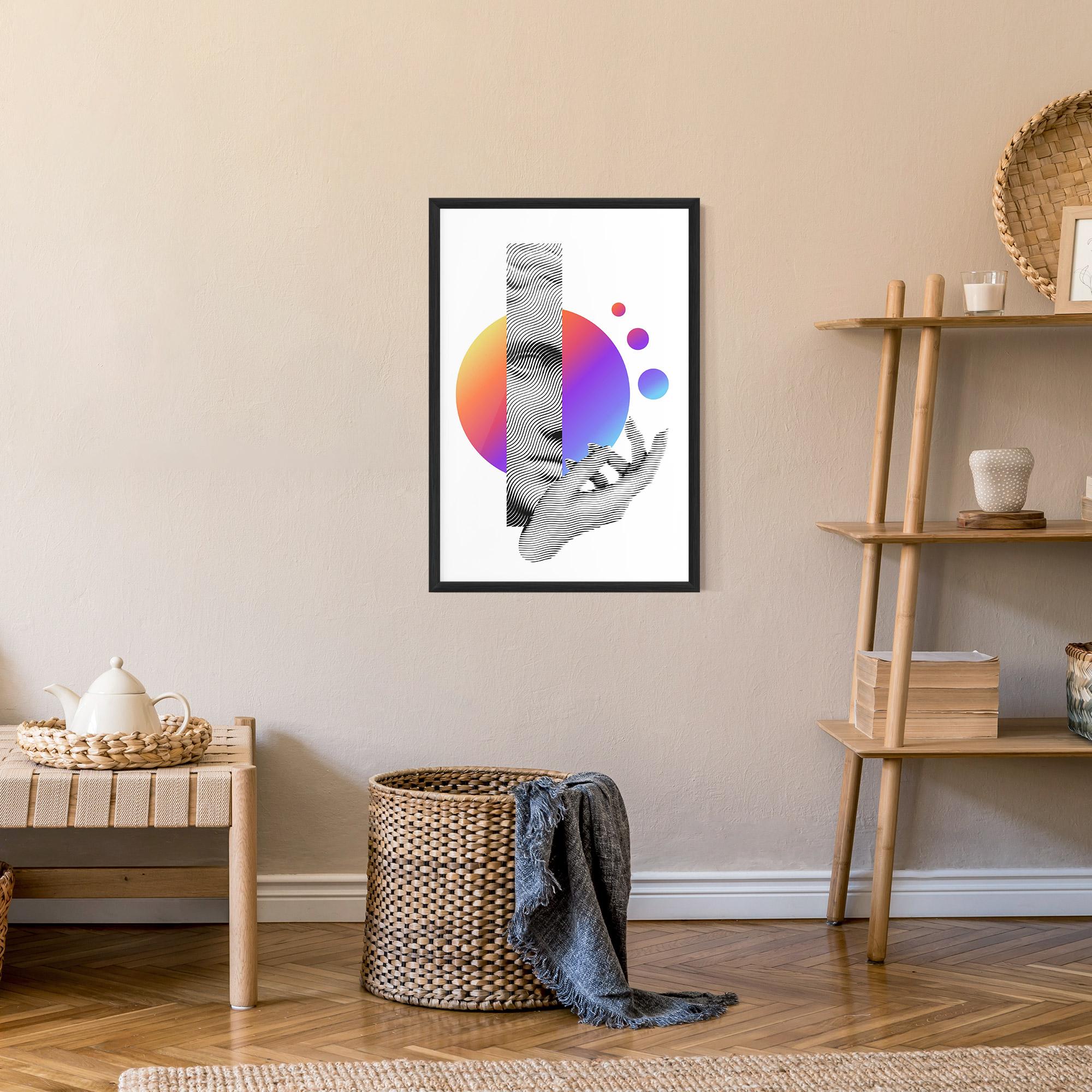 Gerahmte Poster Orange Light Statue mockup 9