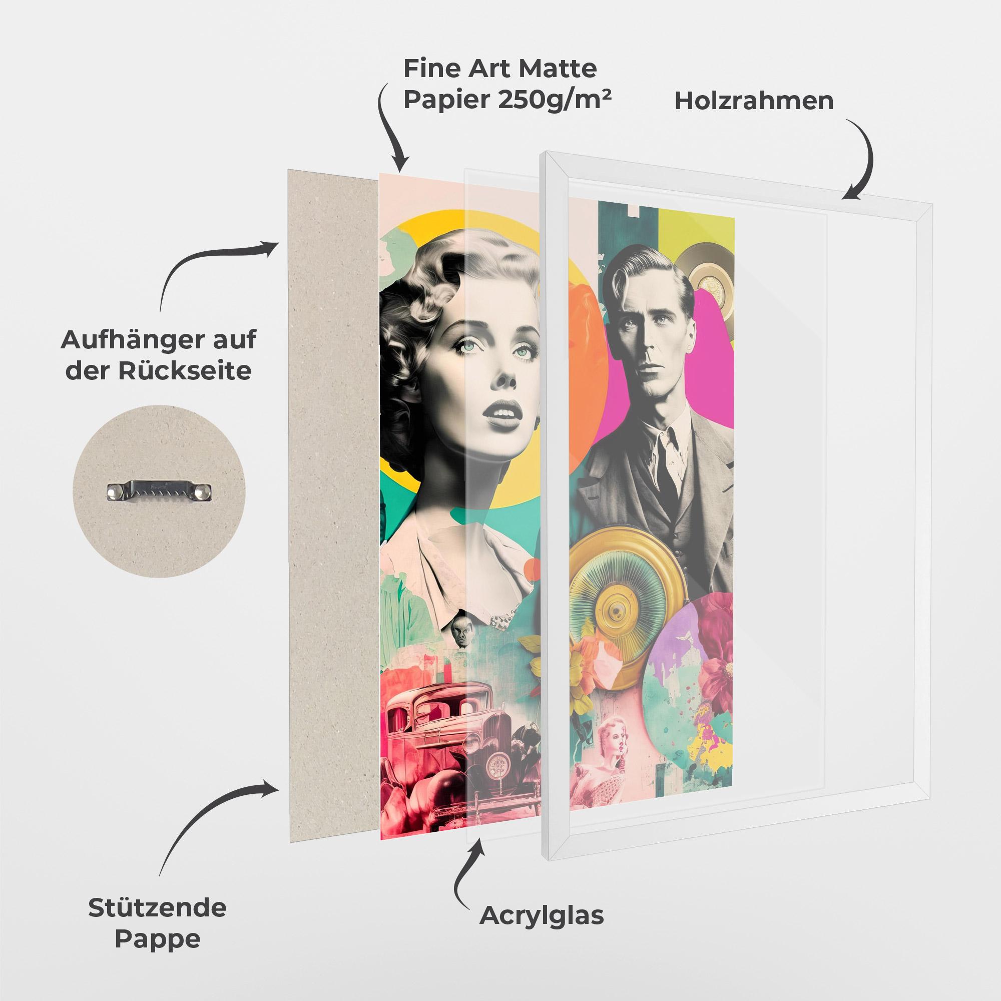 Gerahmte Poster 60s Retro Collage mockup 1