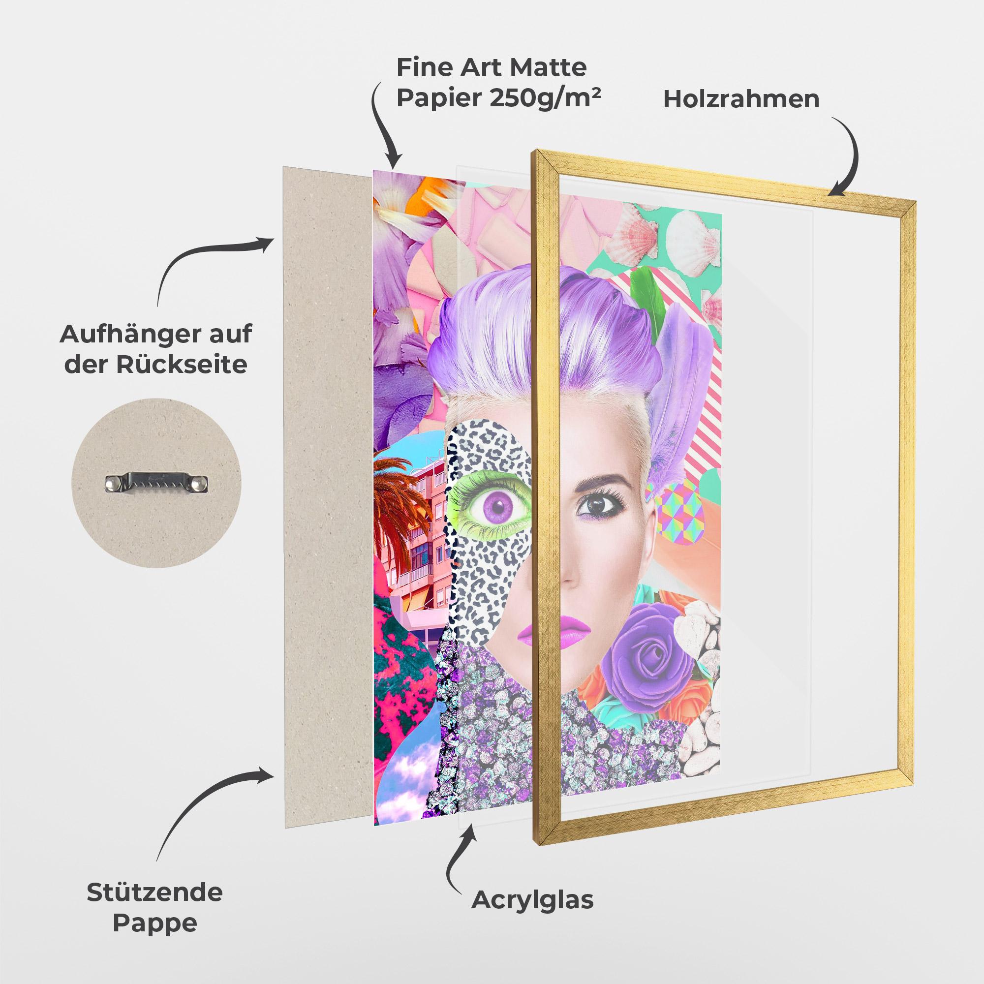 Gerahmte Poster Art Collage Lady mockup 1