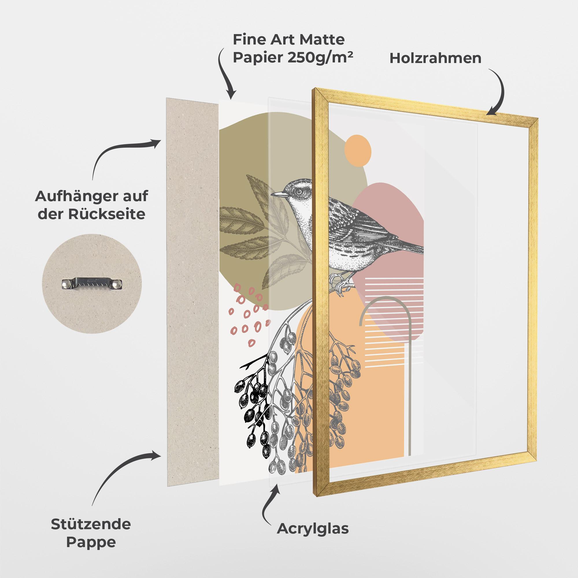 Gerahmte Poster Bird Collage mockup 1