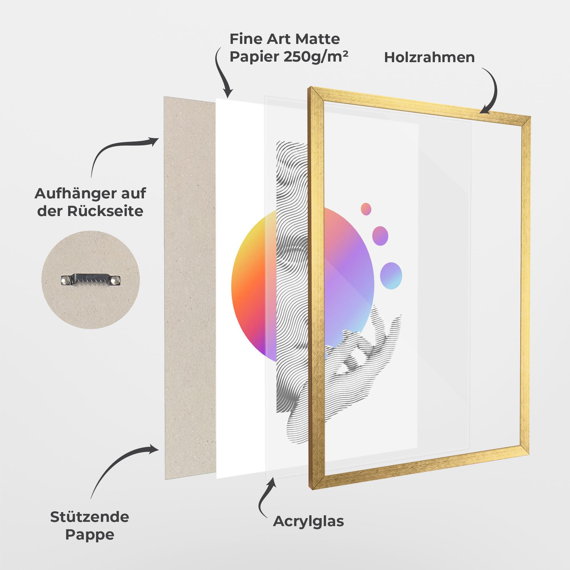 Gerahmte Poster Orange Light Statue mockup 1