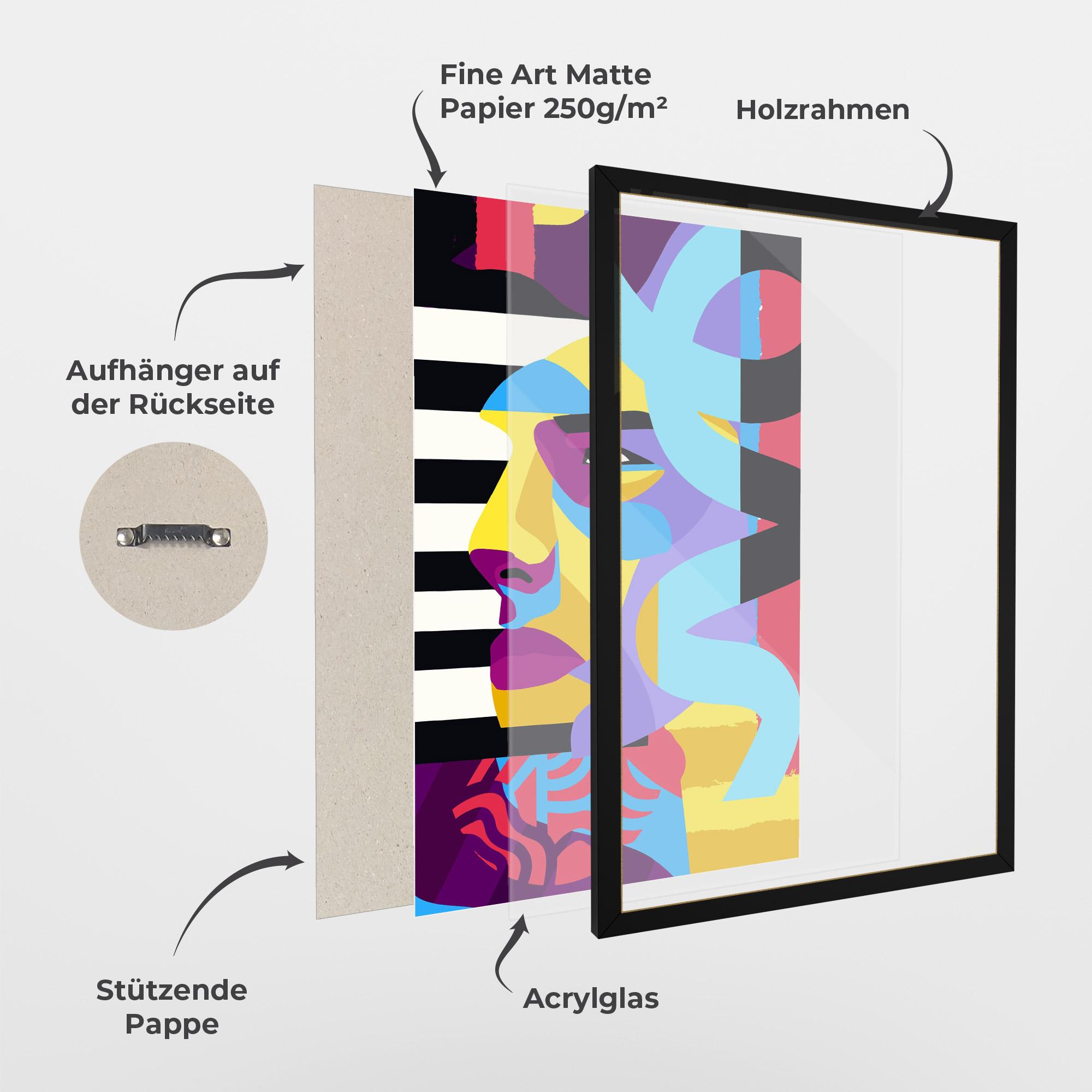 Gerahmte Poster Abstract Male Face mockup 1