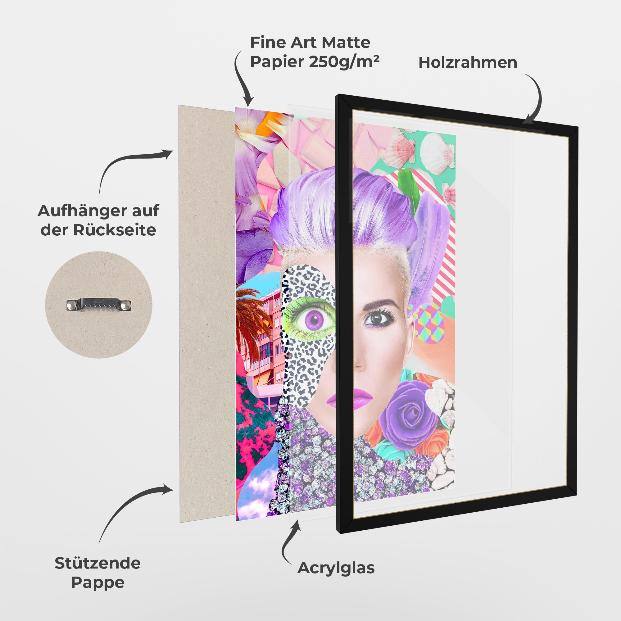 Gerahmte Poster Art Collage Lady mockup 1